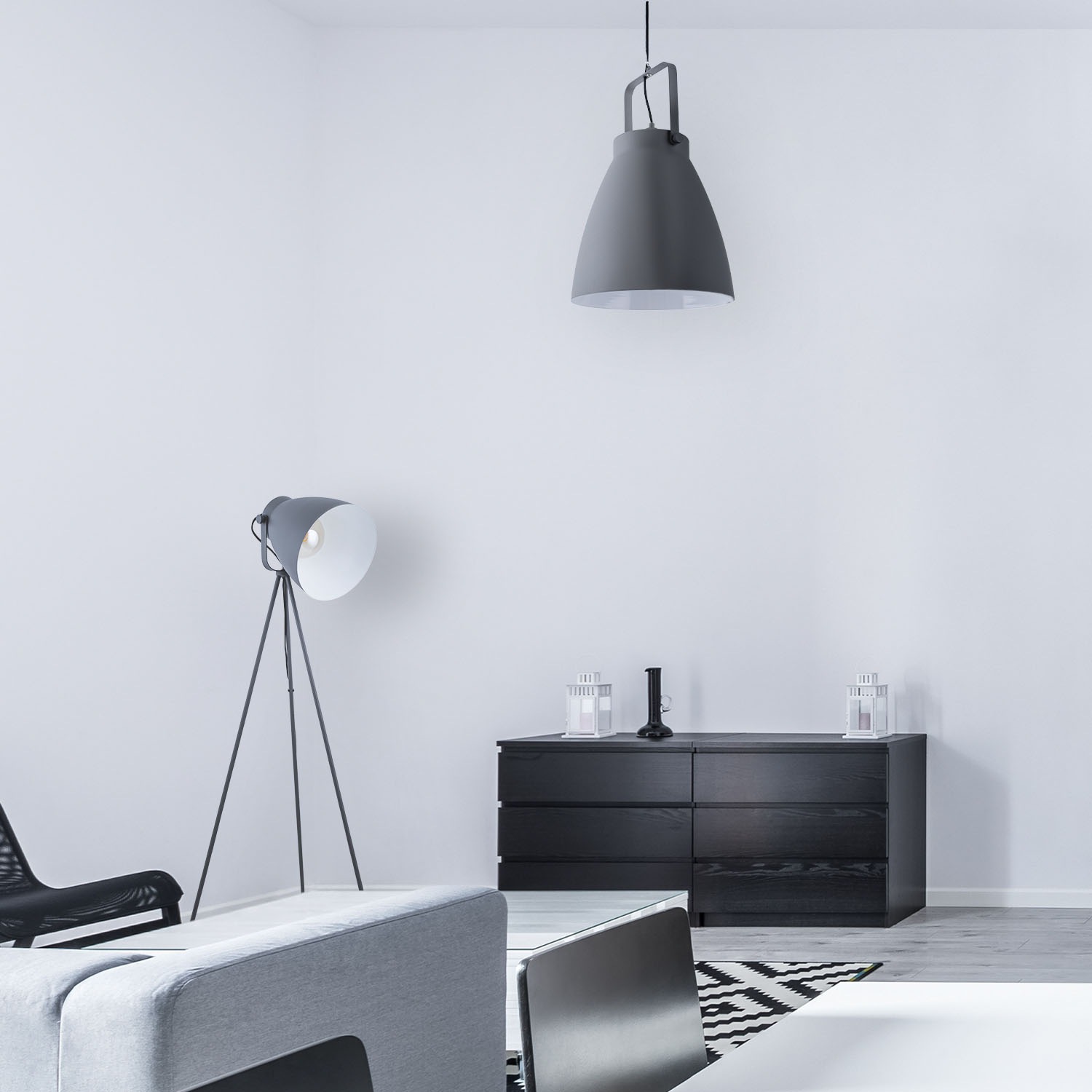 Paco Home Pendelleuchte »BOONE PD«, 1 flammig, Leuchtmittel E27 | ohne Leuchtmittel, Stehleuchte Modern Wohnzimmer Industrial Scheinwerfer Design E27