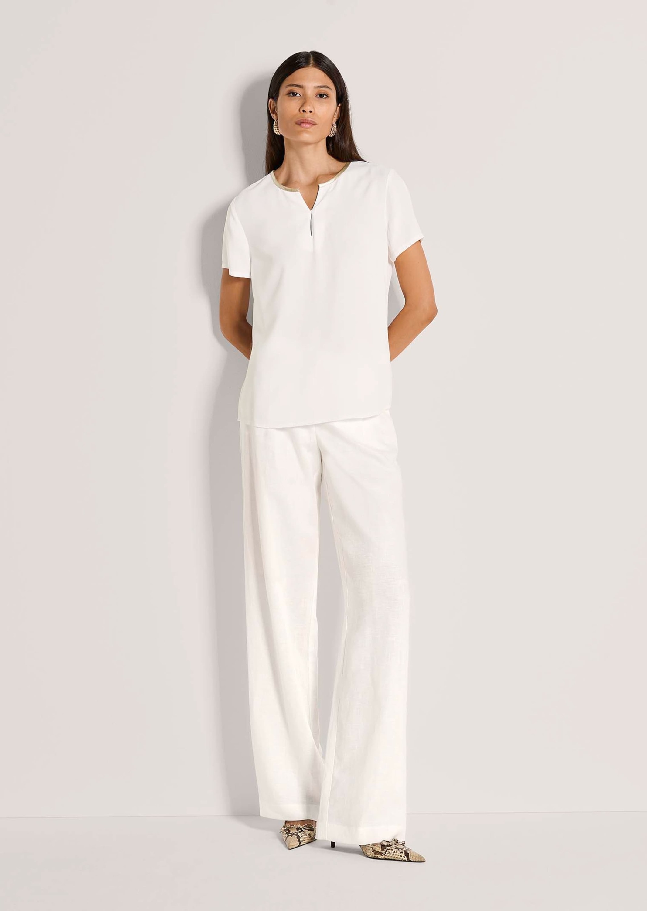 MADELEINE Kurzarmbluse "Blusenshirt Schlupfbluse mit Kontrastpaspel" Paspel günstig online kaufen