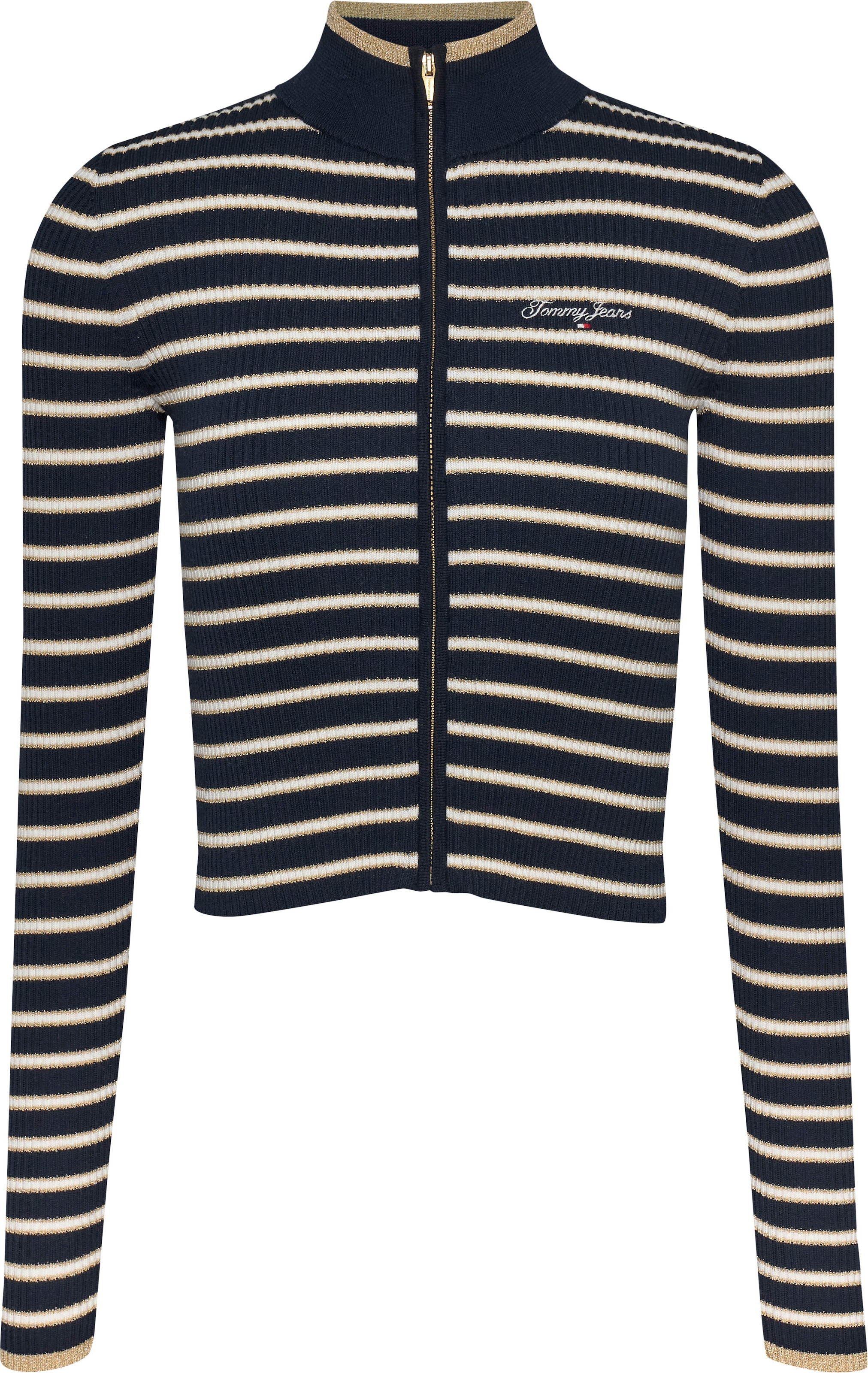 Tommy Jeans Strickjacke »TJW METALLIC TIP ZIP CARDIGAN«, mit Glitzer