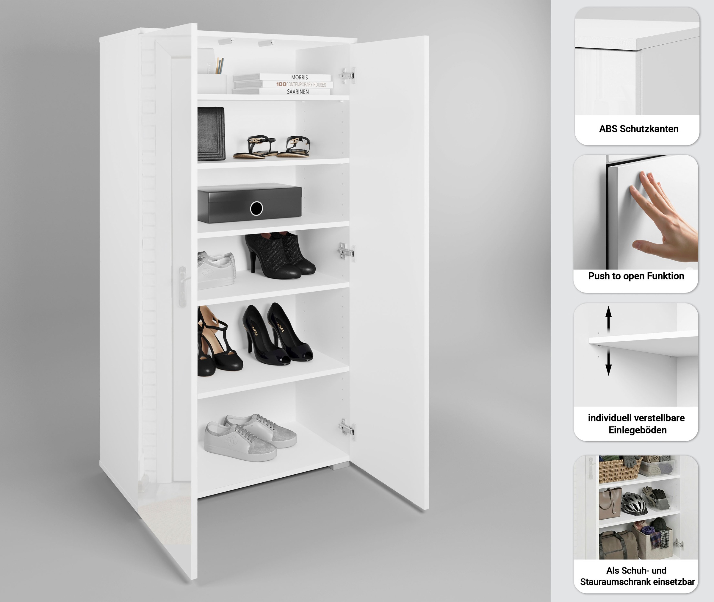 Thumbnail - OTTO home Schuhschrank "Paris" grifflose Schuhregal Breite 70cm, mit 6 geräumigen Fächern