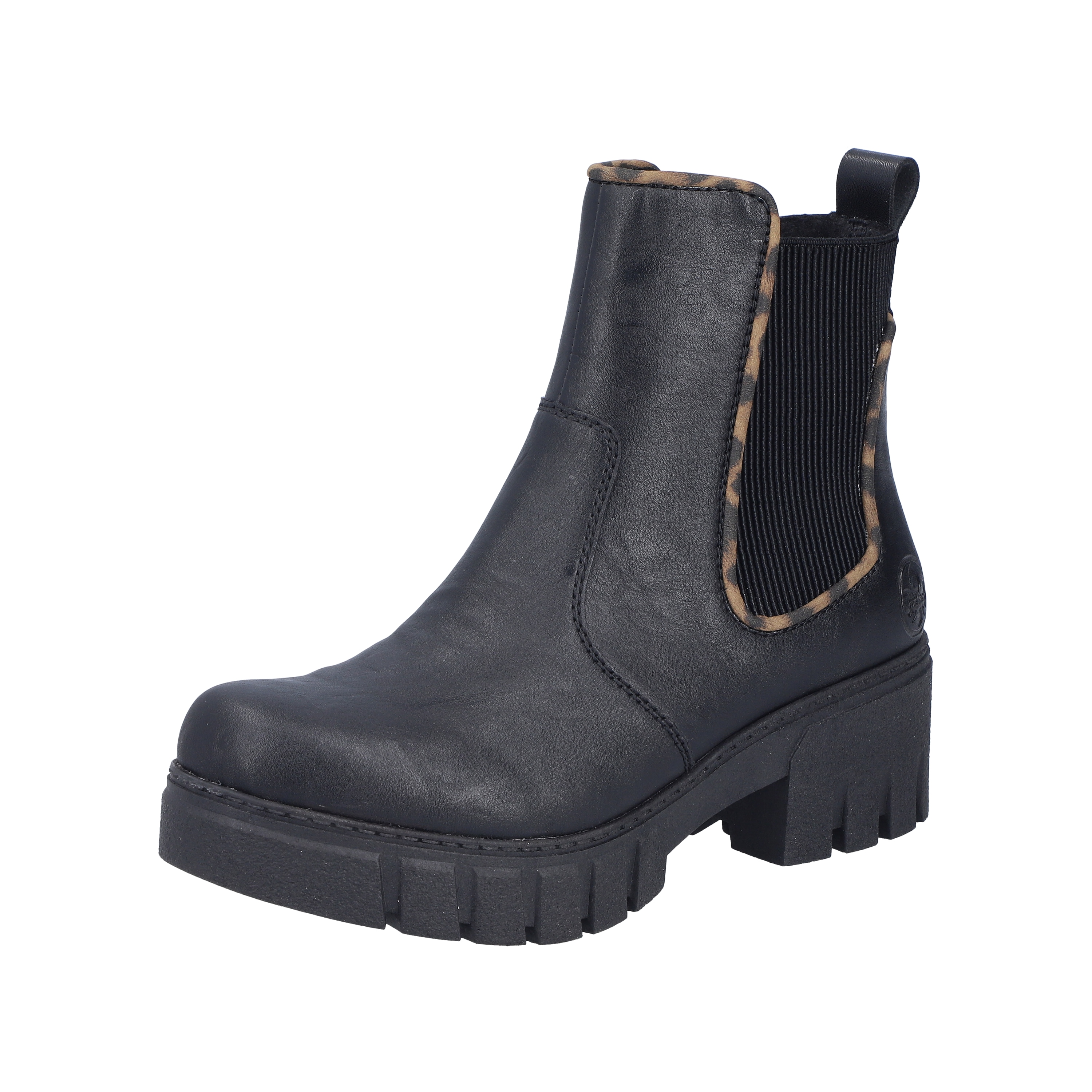 Rieker Stiefelette mit dekorativer Einfassung in Leo-Optik