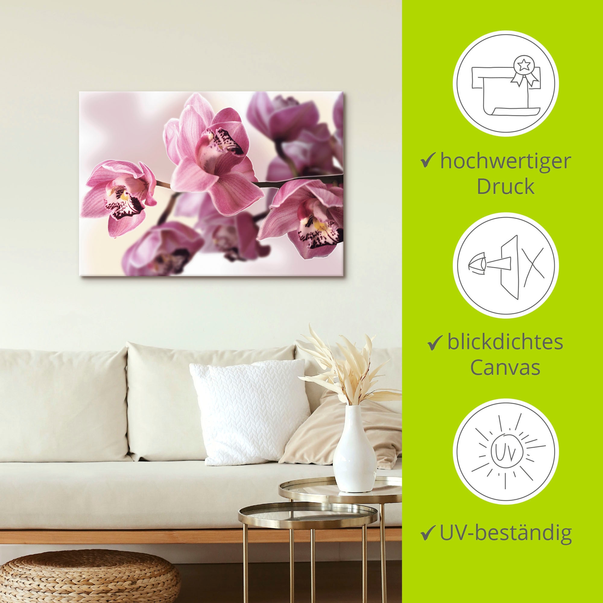 Artland Leinwandbild »Rosa Orchidee« Blumenbilder 1 Stk. tlg. auf Holzrahmen gespannt