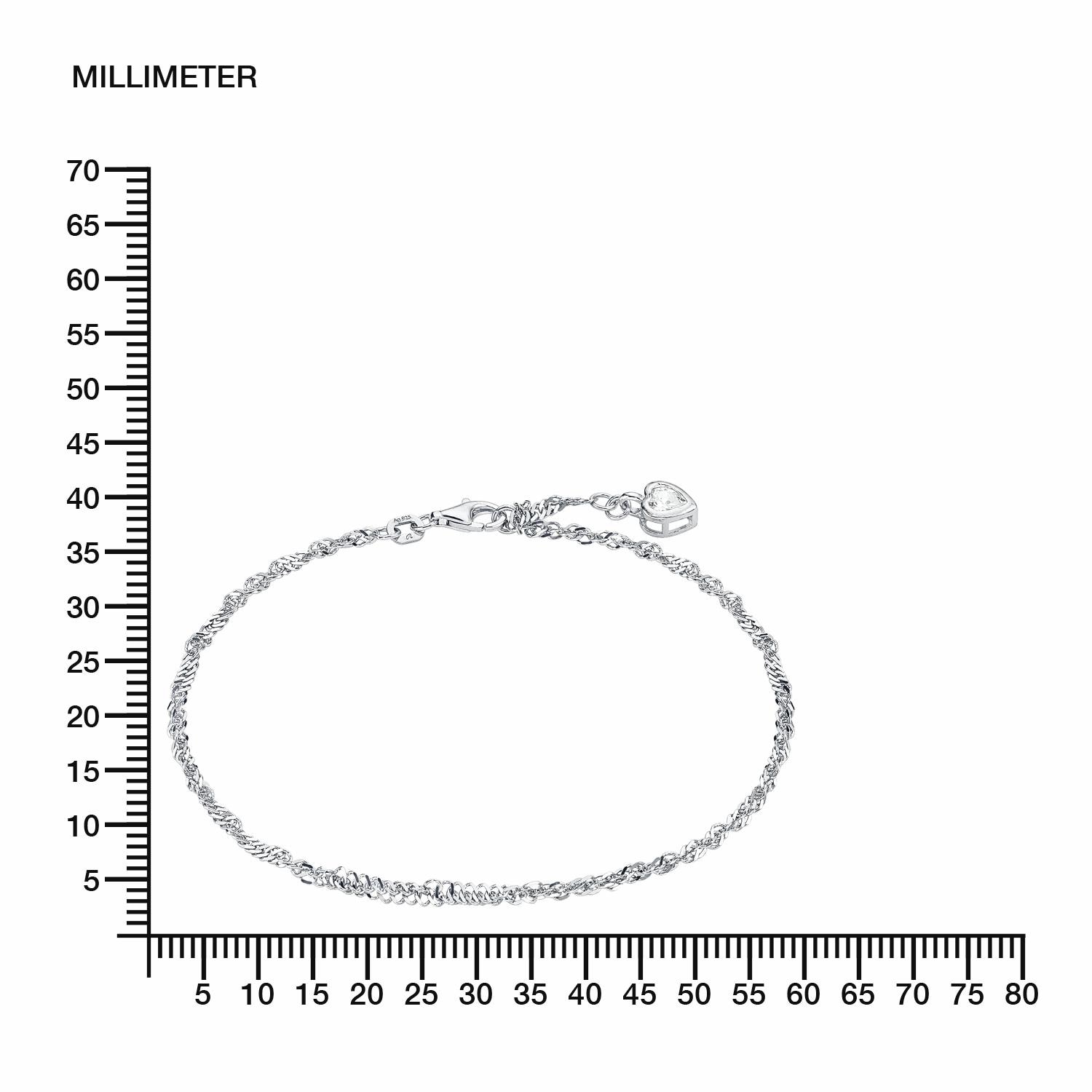 Amor Fußkette mit Anhänger »Schmuck Geschenk Silber 925 Körperschmuck Herz«, mit Zirkonia (synth.)