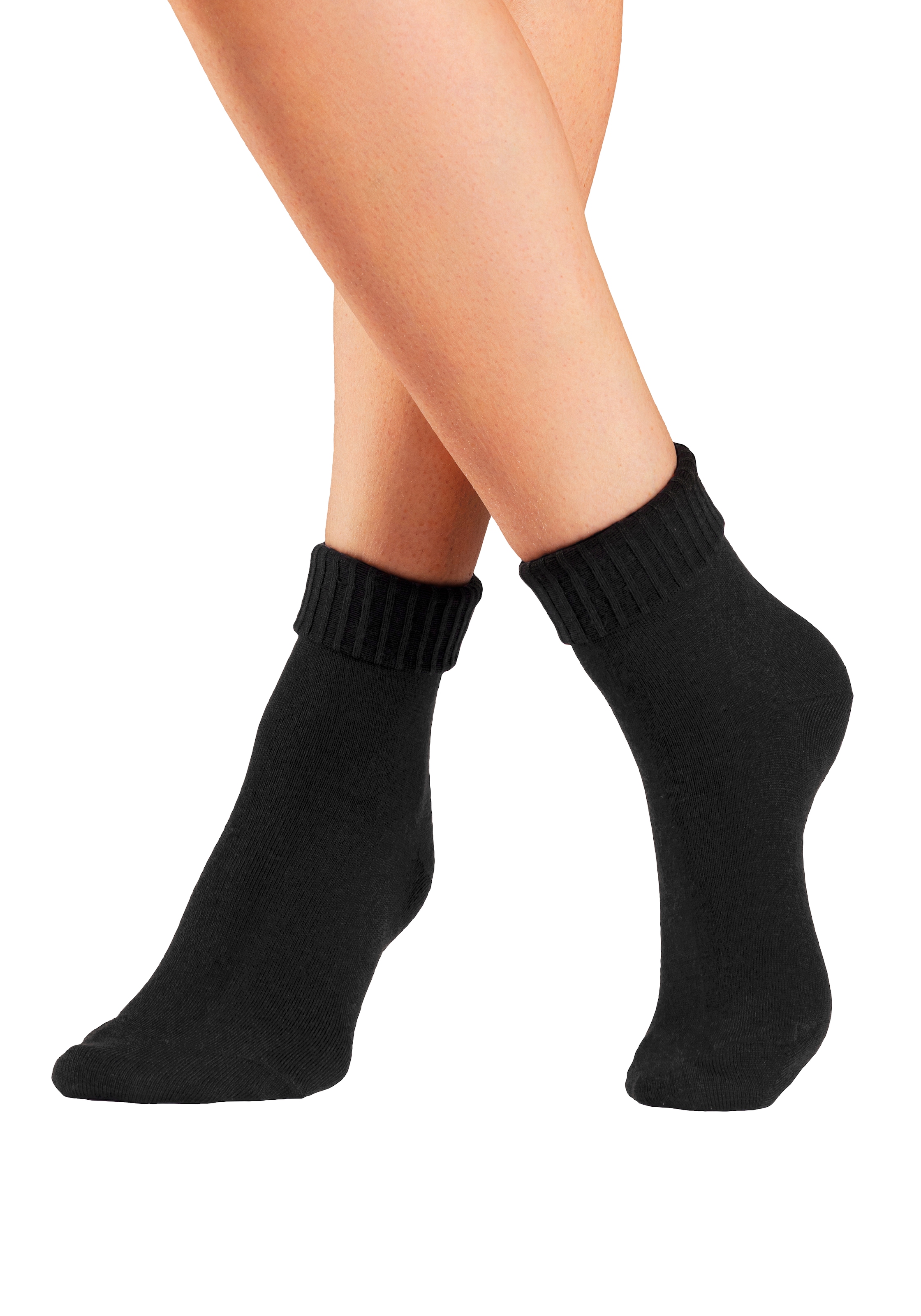 Lavana Umschlagsocken Packung, 3 Paar tlg. fein gestrickt mit 53% Wolle