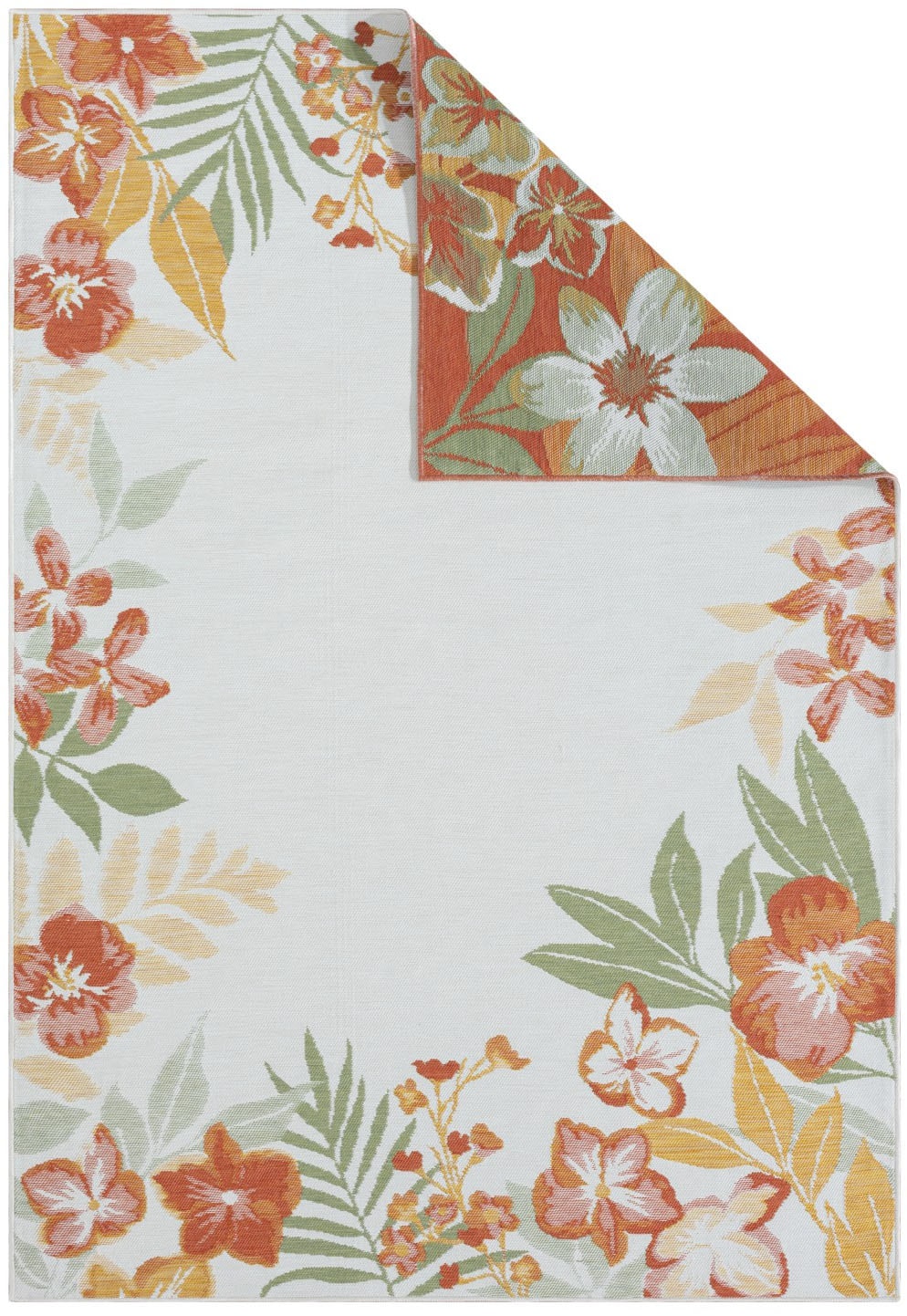 Myflair Möbel & Accessoires Teppich »Isla Lagerräumung«, rechteckig, 6 mm Höhe, Wendeteppich, Blumen, mit Bordüre, Outdoor geeignet, Balkon, Terrasse