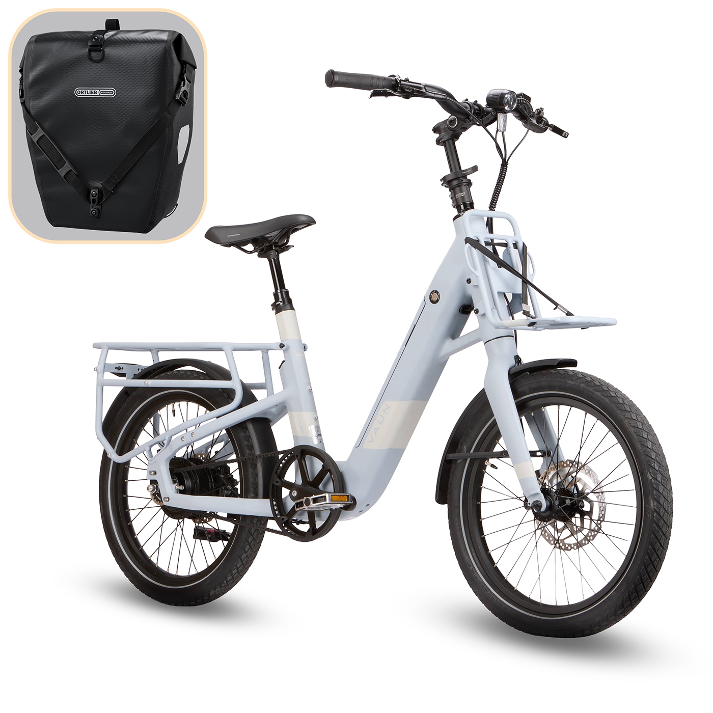 Vaun »VAUN Compact New Gen-Cityrad mit Ortlieb Tasche« Heckmotor 250 W Elektrofahrrad für Alltag und Einkauf