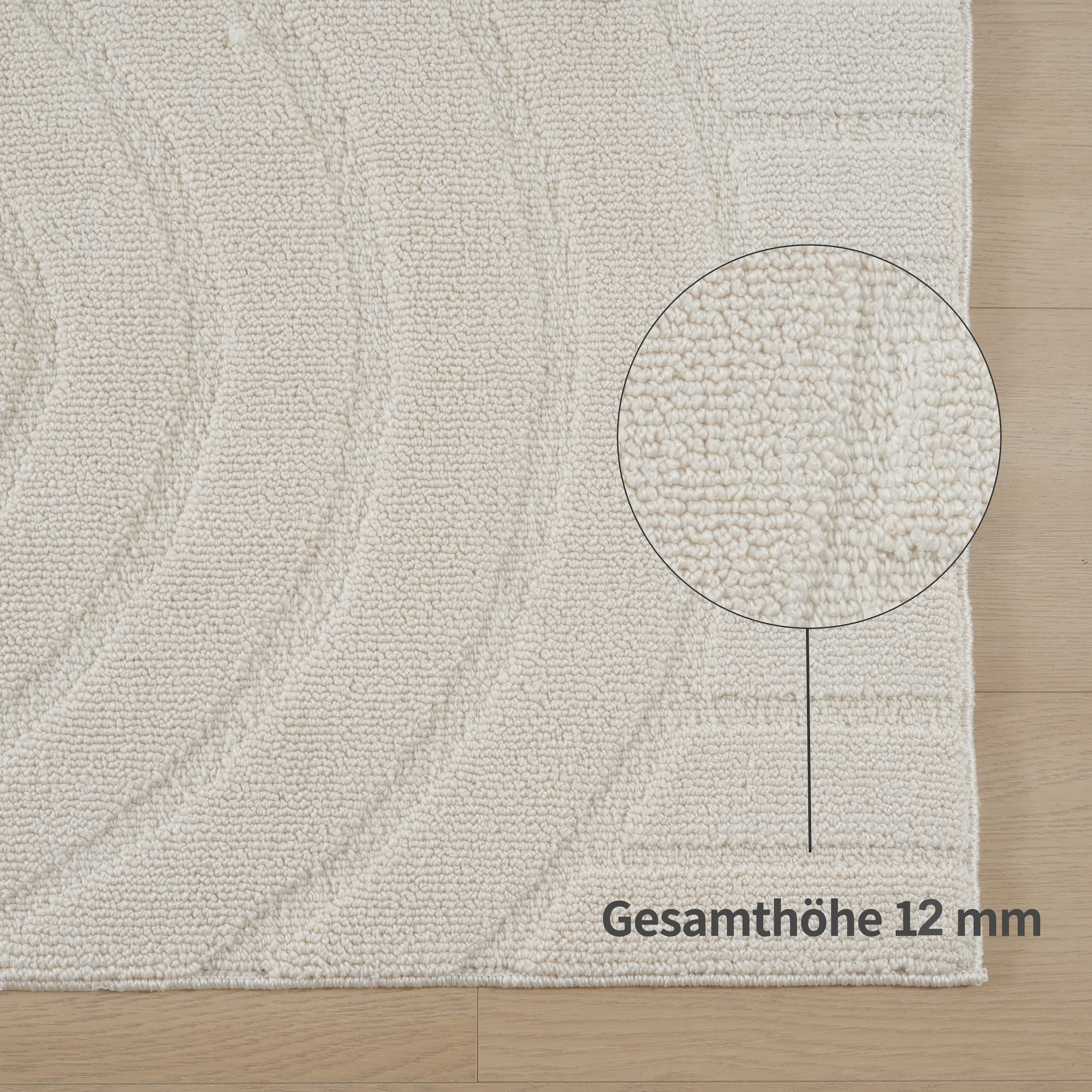 OTTO home Teppich »Neele, Boho-Design, Hoch-Tief, waschbar« rechteckig 12 mm Höhe 3D Optik, Skandinavisch, Designteppich, Wohnzimmer, Schlafzimmer