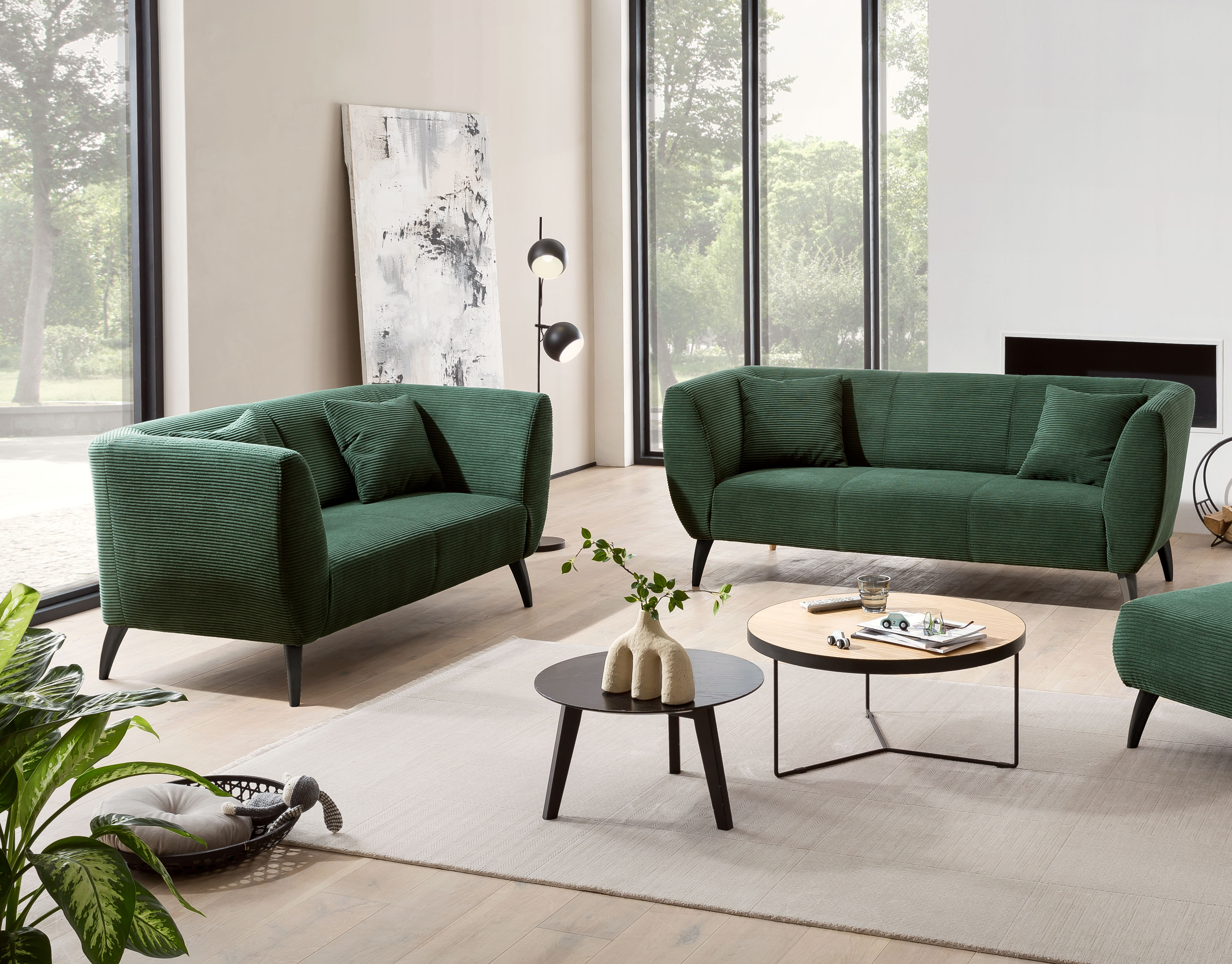 Home affaire Polstergarnitur "Colori modern und bequem, schmale Armlehnen, tolle Detailverarbeitung" Set, 3-Sitzer und 2-Sitzer, 2 Stk. tlg. zwei verschiedene Fußfarben wählbar