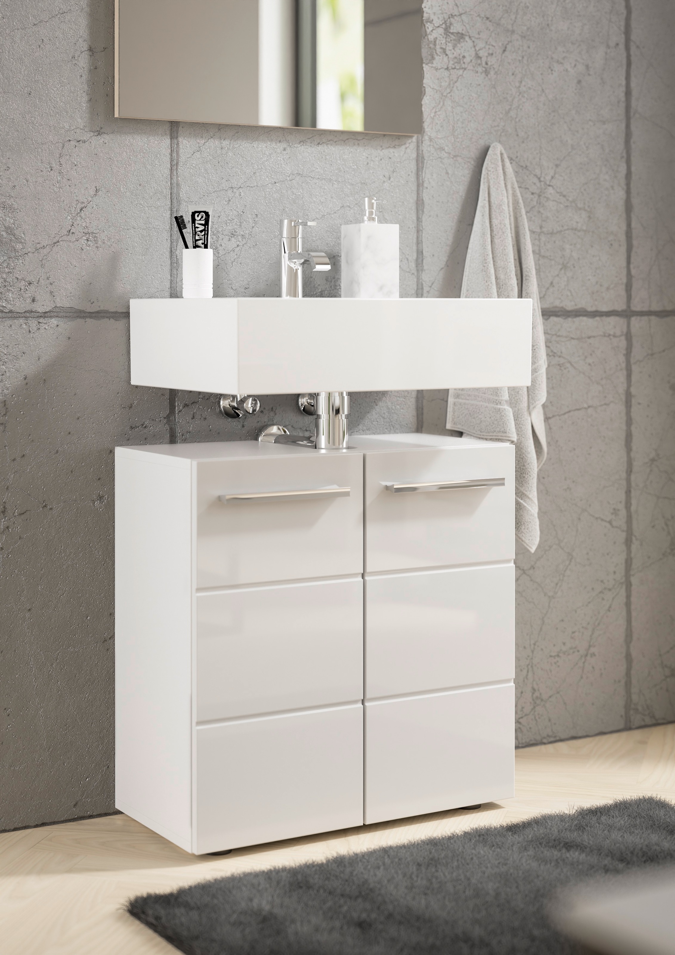 BASIC by Balculina Waschbeckenunterschrank »Mandi« 1 Stk. tlg. Breite 60cm, hochglanz Front