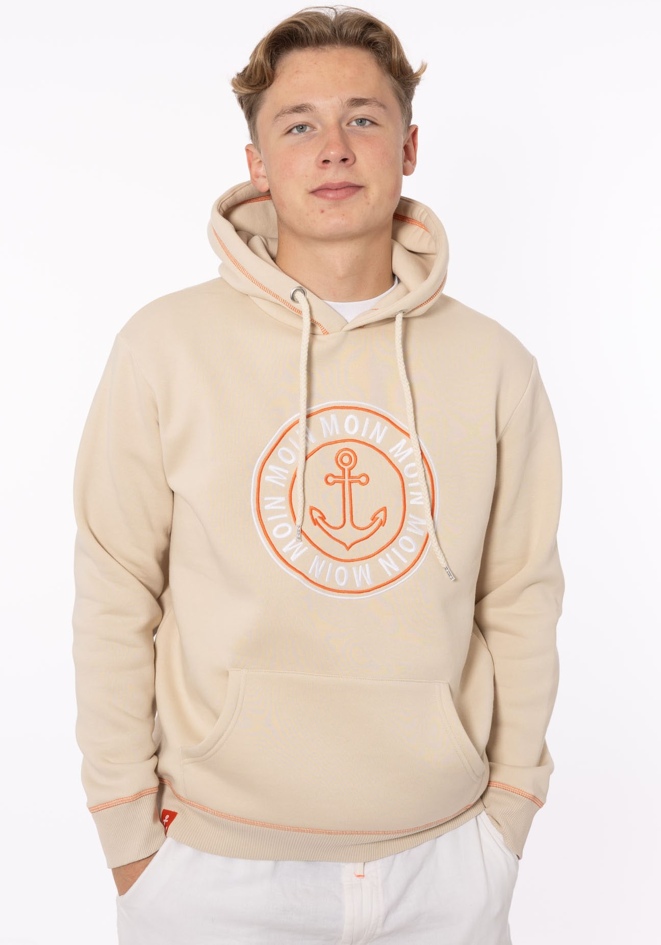 Hoodie »"Anker & Moin" Herren«, mit neongelber Kontrastnaht