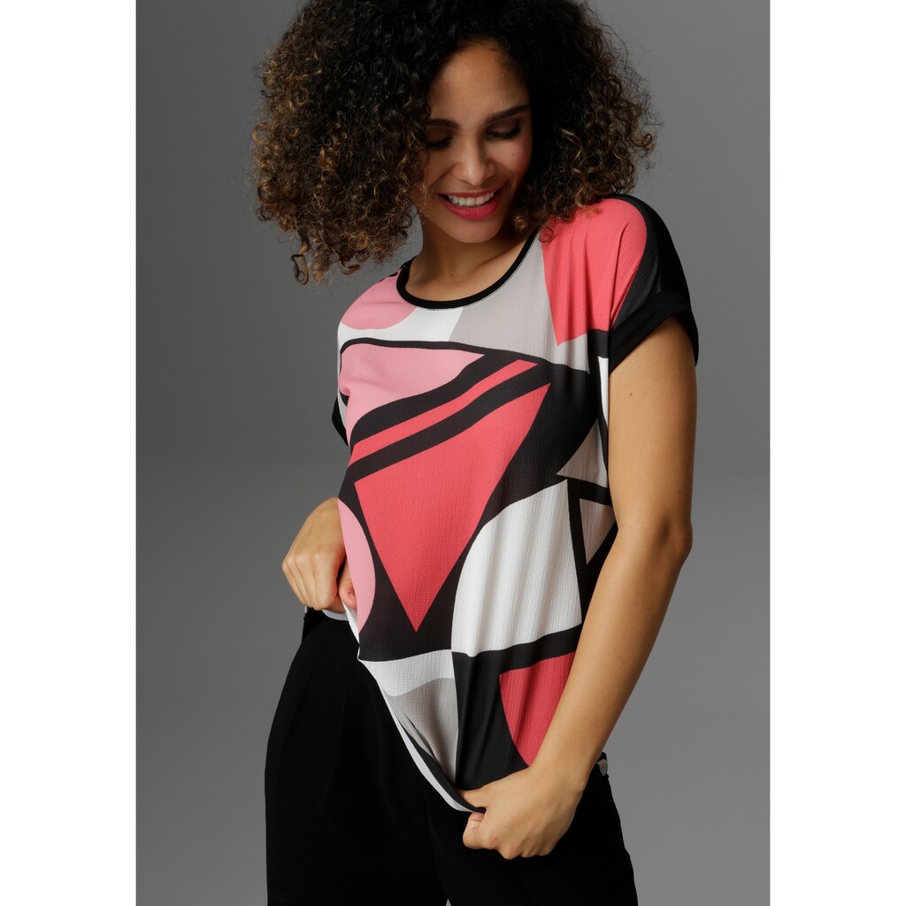 Damenmode Shirts & Sweatshirts Aniston SELECTED Blusenshirt, im Material-Mix schwarz-grau-offwhite-rosé-rot Damenmode Shirts & Sweatshirts Aniston SELECTED Blusenshirt, im Material-Mix schwarz-grau-offwhite-rosé-rot