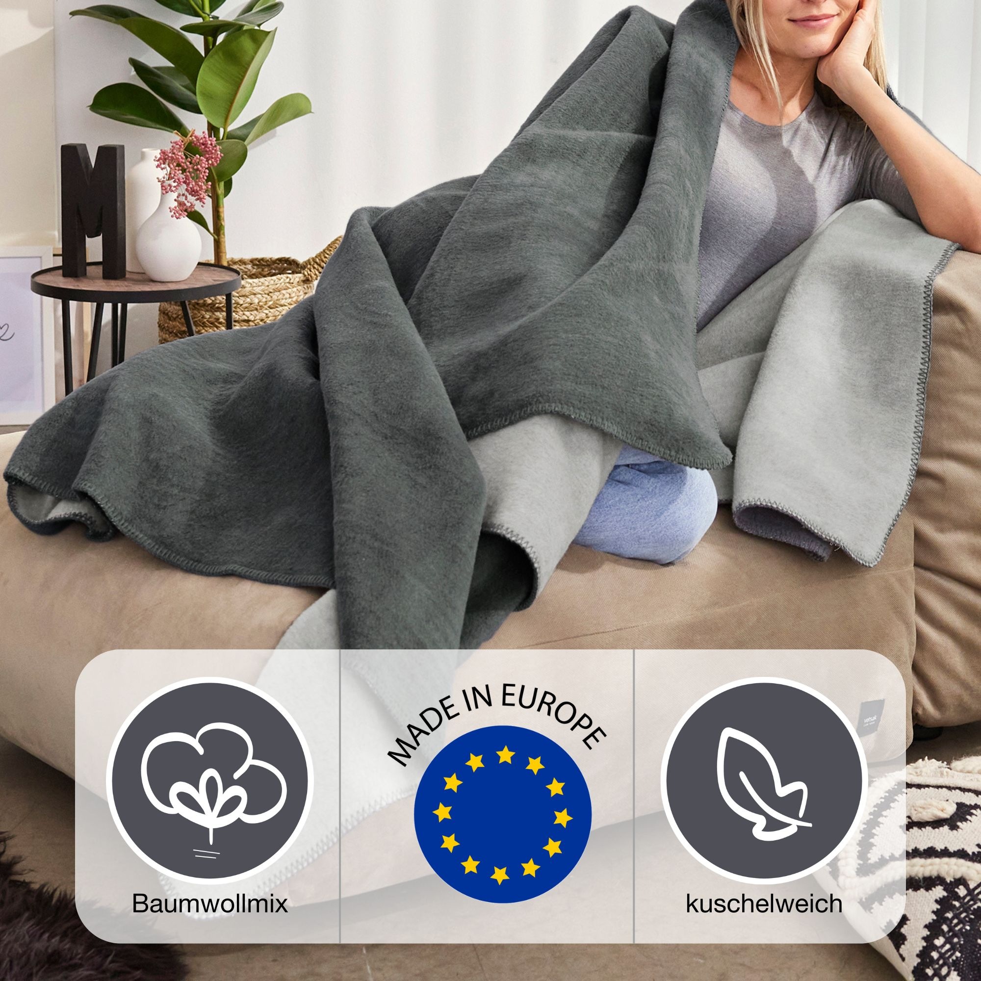 IBENA Wohndecke "Wohndecke Doubleface Dublin" in trendigen Farben günstig online kaufen