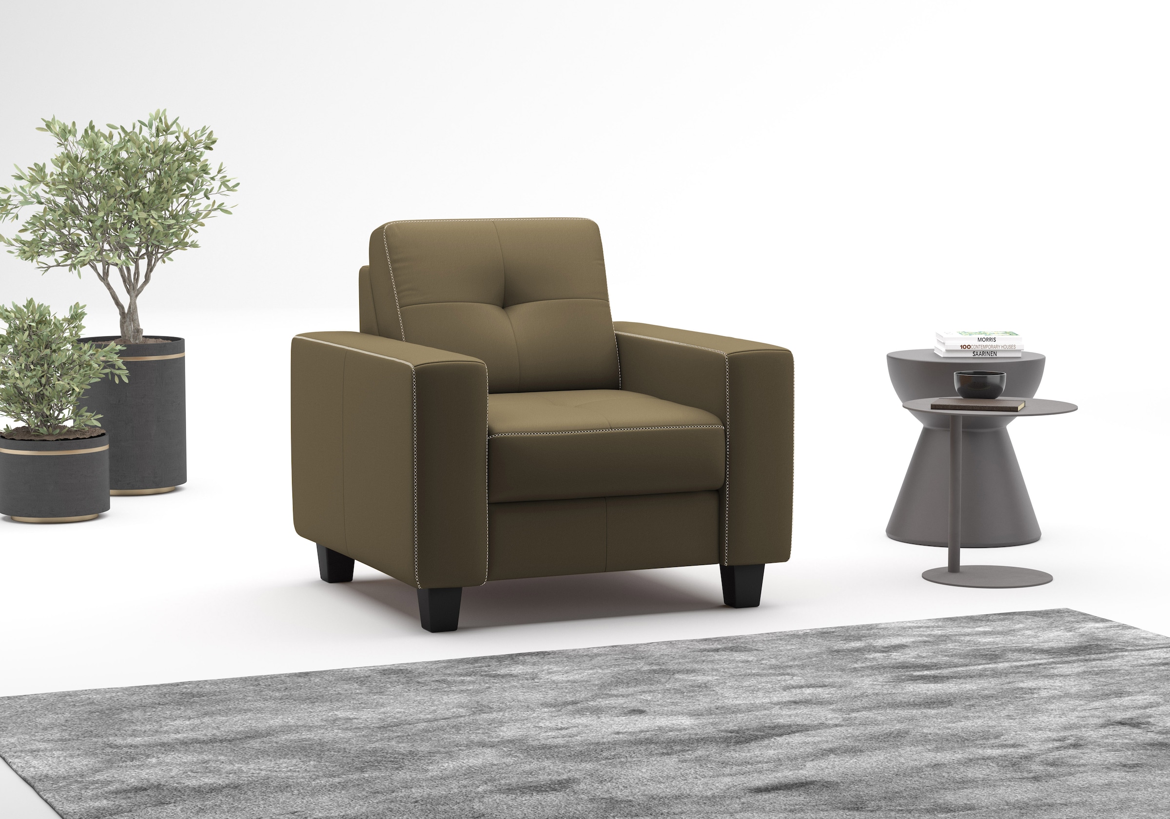 OTTO home Sessel "Varese" Kreuznaht in beige