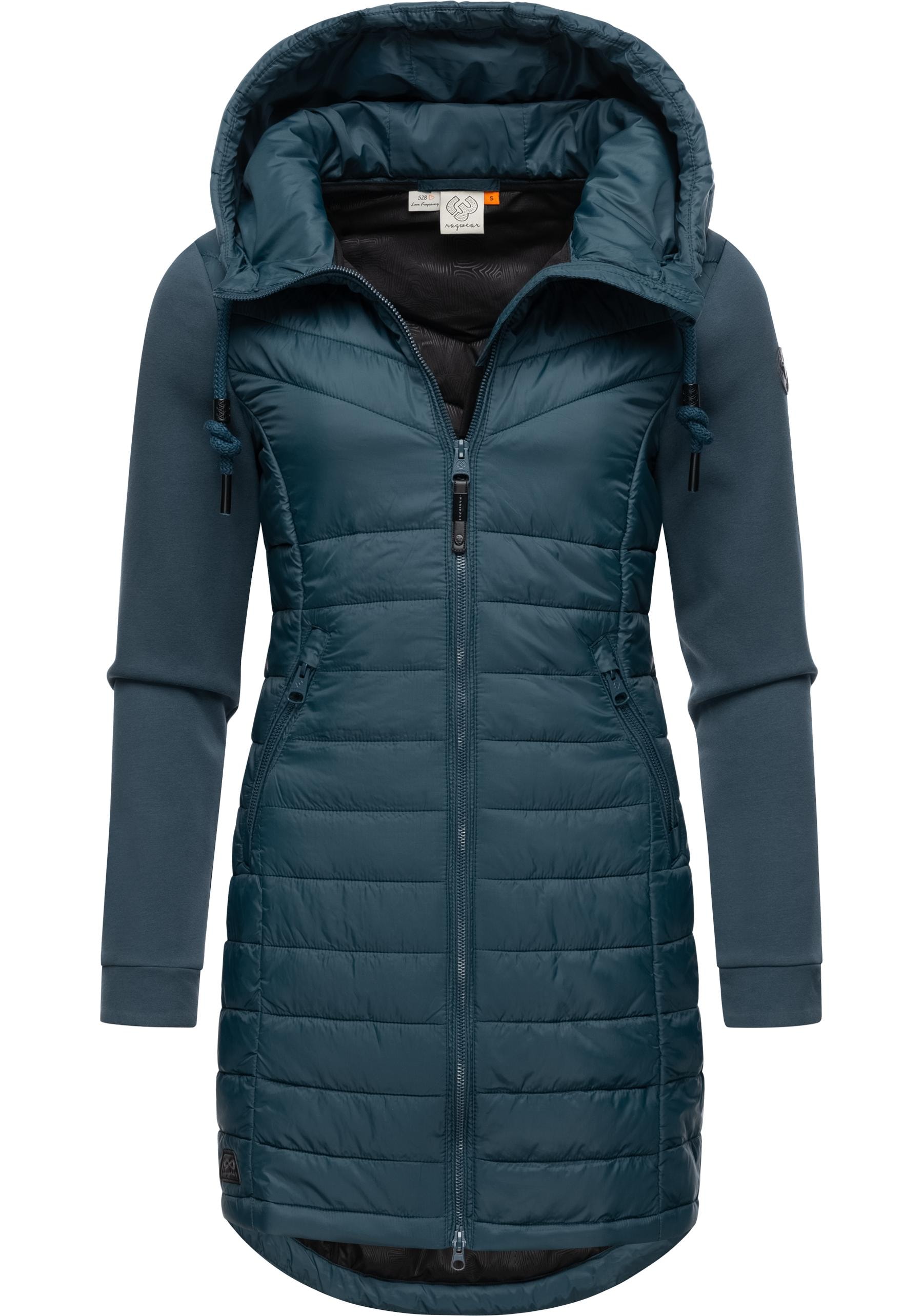Ragwear Steppmantel »Lucinda Long«, Mantel aus modernem Materialmix mit Kapuze