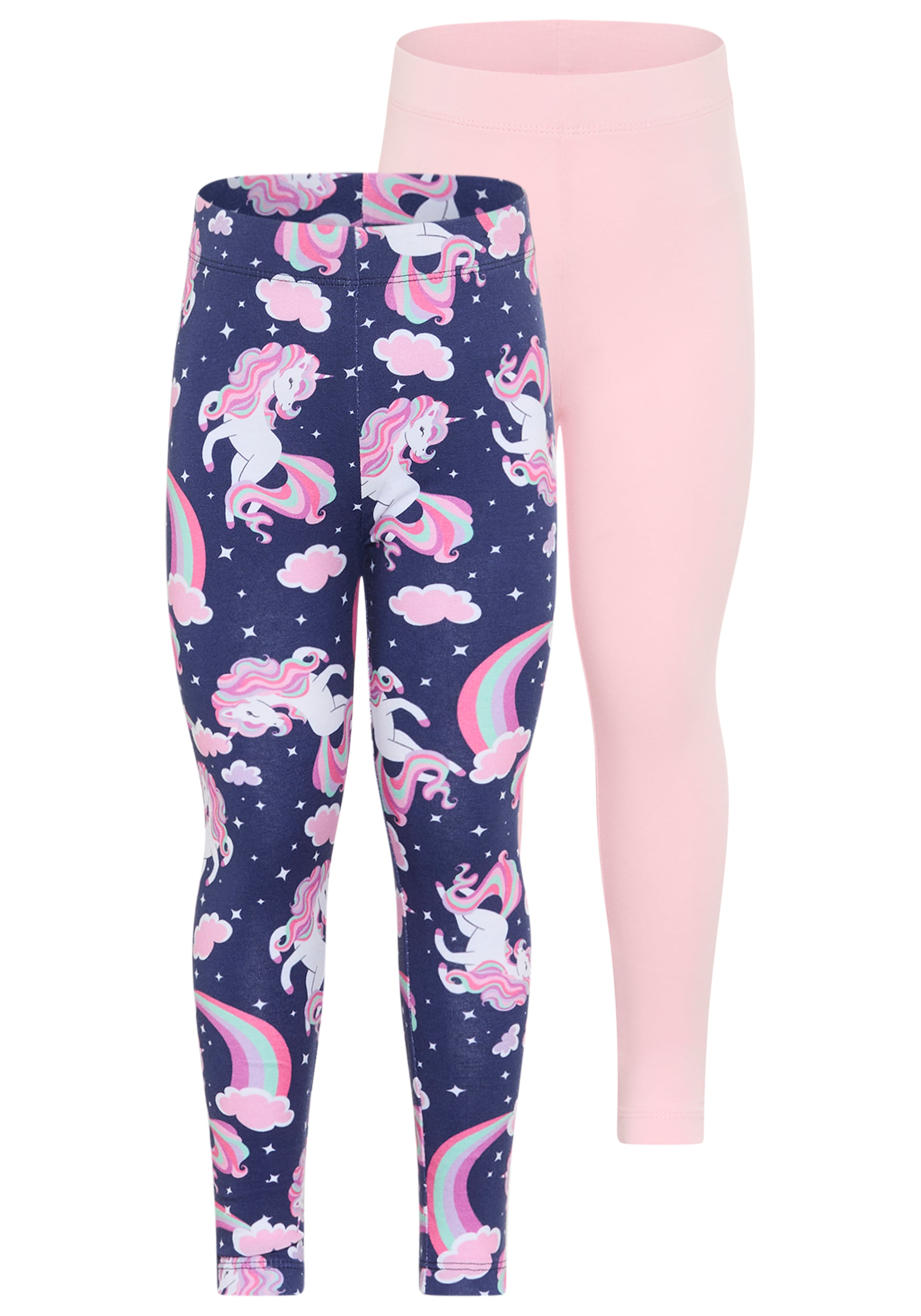 KIDSWORLD Leggings "2er Pack Leggings mit Einhorn-Muster" für Mädchen, extra-enge Beinform, mit Gummizug am Bund