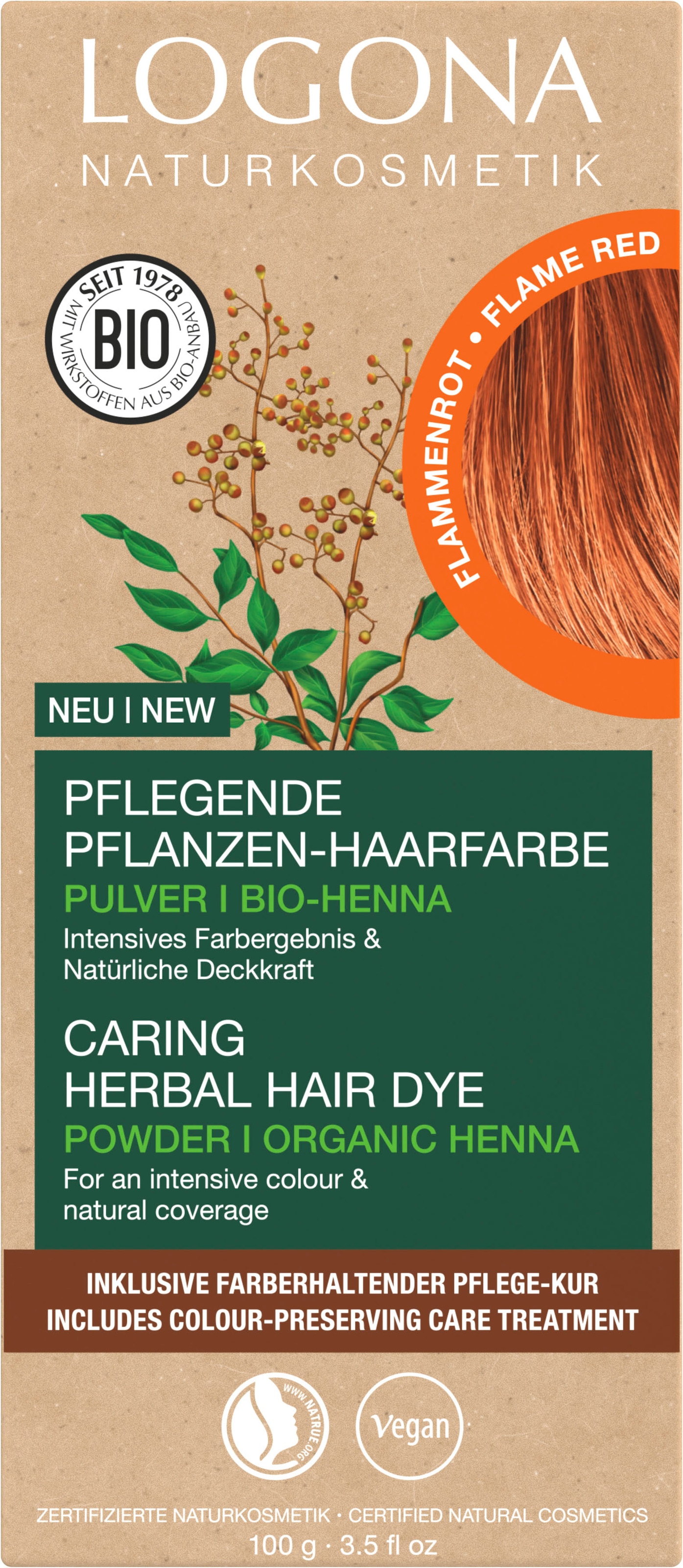 LOGONA Haarfarbe »Pflanzen-Haarfarbe Pulver«, mit pflegender Formel
