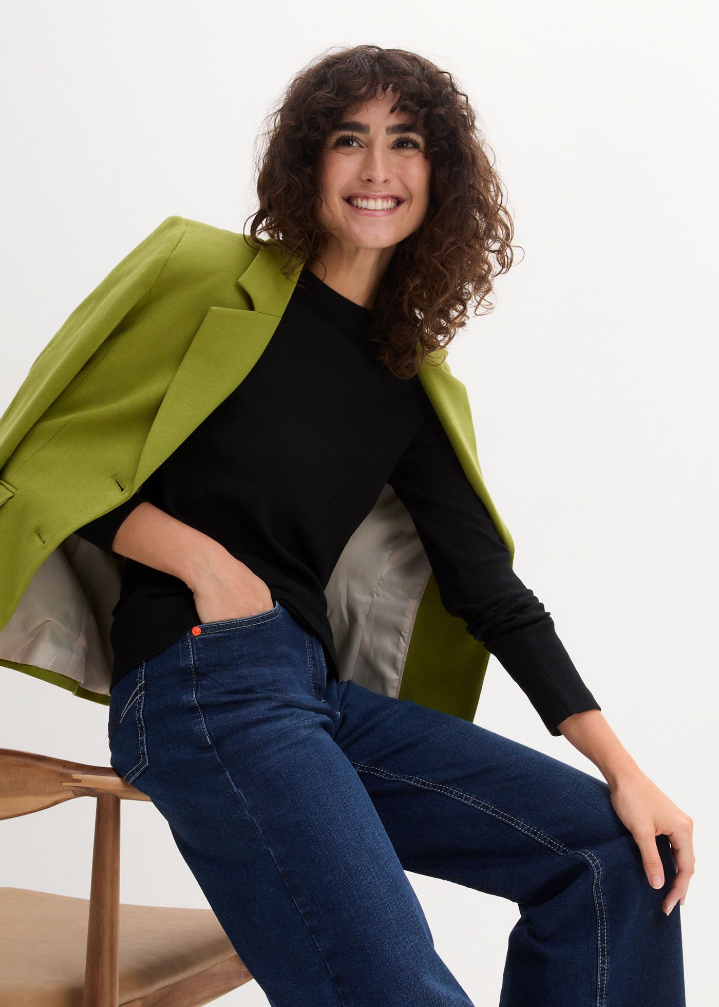 bonprix Langarmshirt »Geripptes Langarmshirt aus reiner Baumwolle« aus reiner Baumwolle