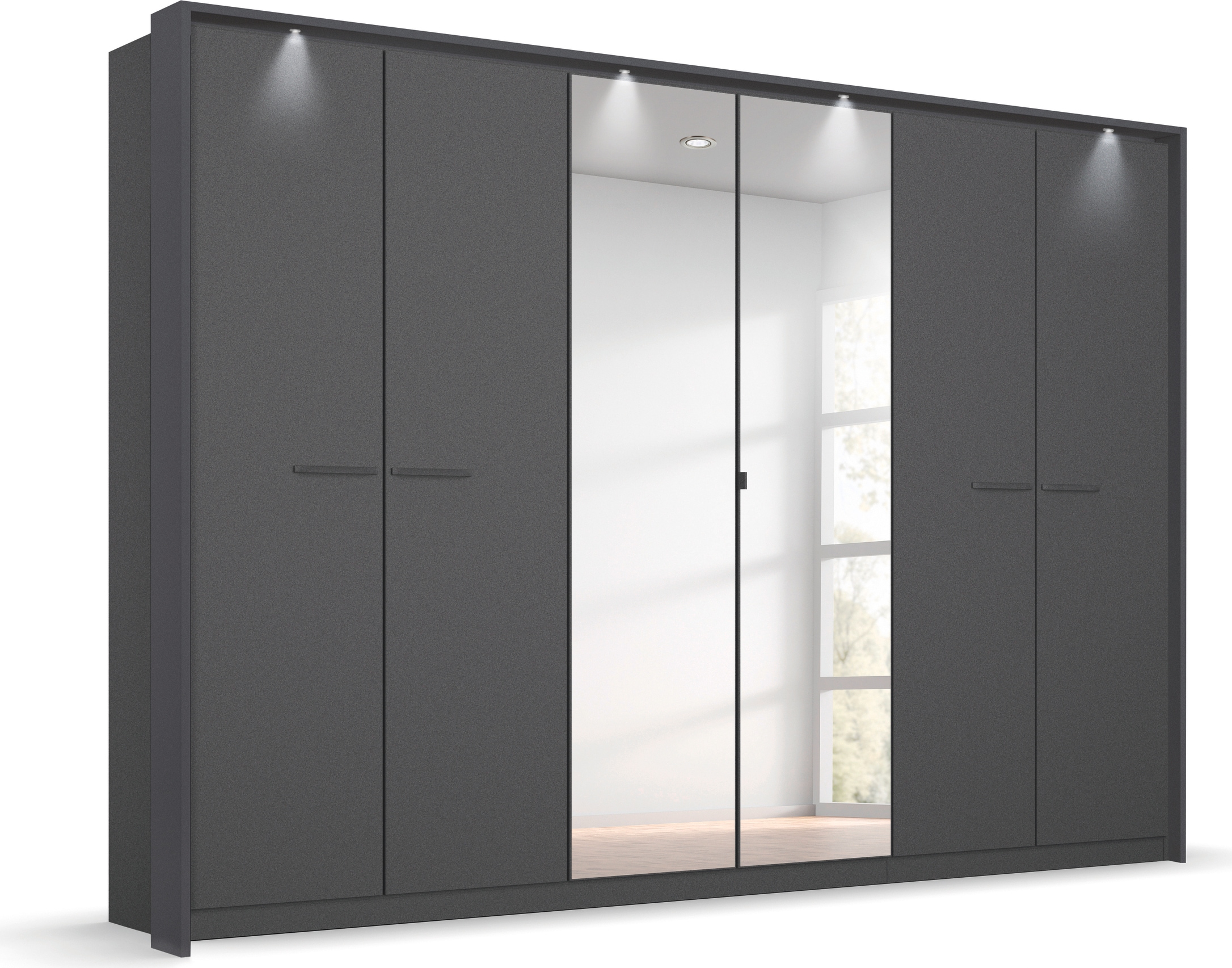 OTTO home Kleiderschrank "Mehrzweckschrank Aktenschrank Möbel Mietswohnung Schlafzimmer OTELI" erhältlich in Breiten 230/275 cm inkl. Innenschubladen und extra Böden, inkl. Passepartout optional mit Beleuchtung MADE IN GERMANY