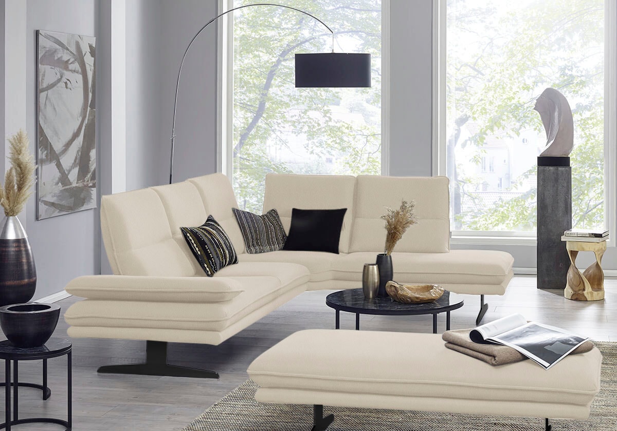 W.SCHILLIG Ecksofa "broadway, Designsofa, toller Sitzkomfort, zeitlos, elegant, L-Form" Sitztiefenverstellung, Kopfteil- & Seitenteilverstellung, Breite 284cm