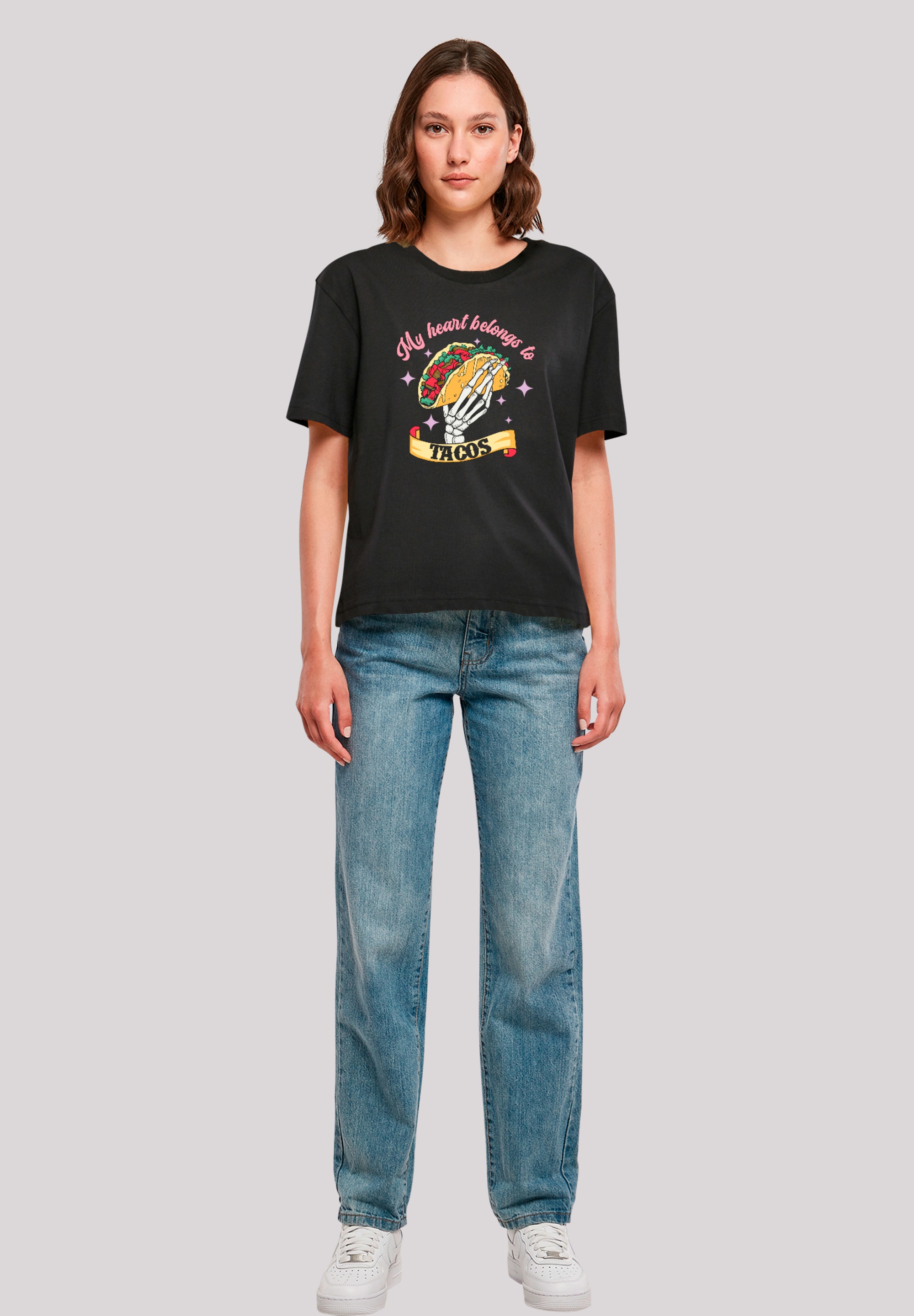 F4NT4STIC T-Shirt »Anti Valentinstag My Herz belongs to tacos«, Premium Qualität
