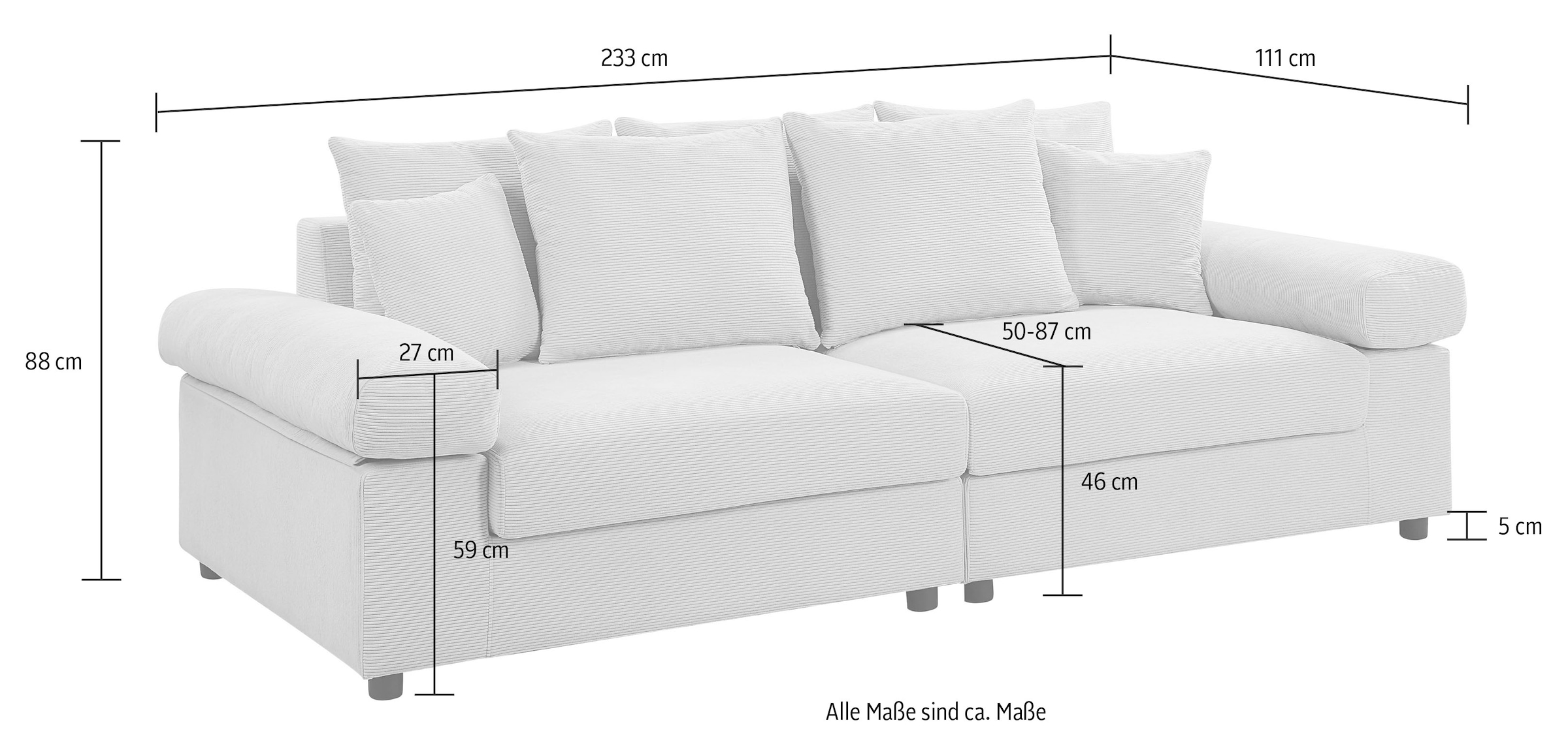 | Big-Sofa, home frei XXL-Sitzfläche, ATLANTIC collection mit im mit Federkern, stellbar bestellen BAUR Raum Cord-Bezug,