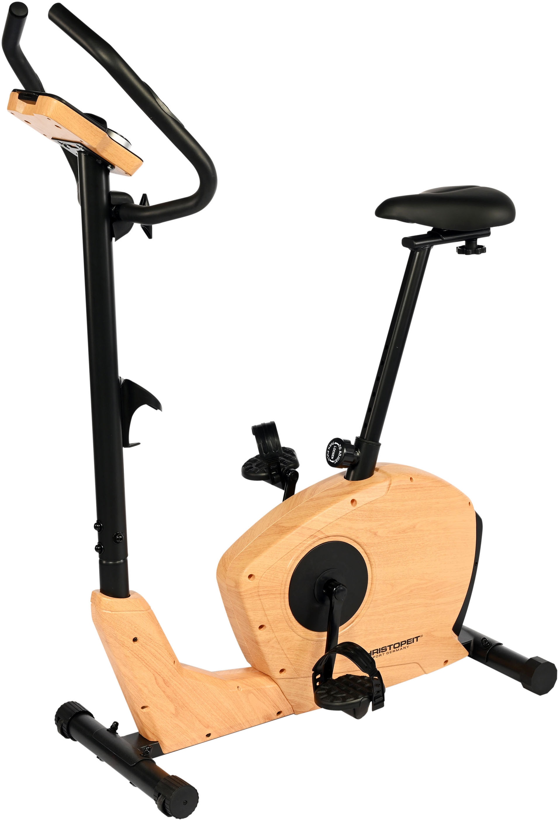 Christopeit Sport Ergometer "ET 3.2", (Elegante Holzoptik, Kinomap kompatibel), Schwungmasse ca. 7 kg, 32 Widerstandsstu