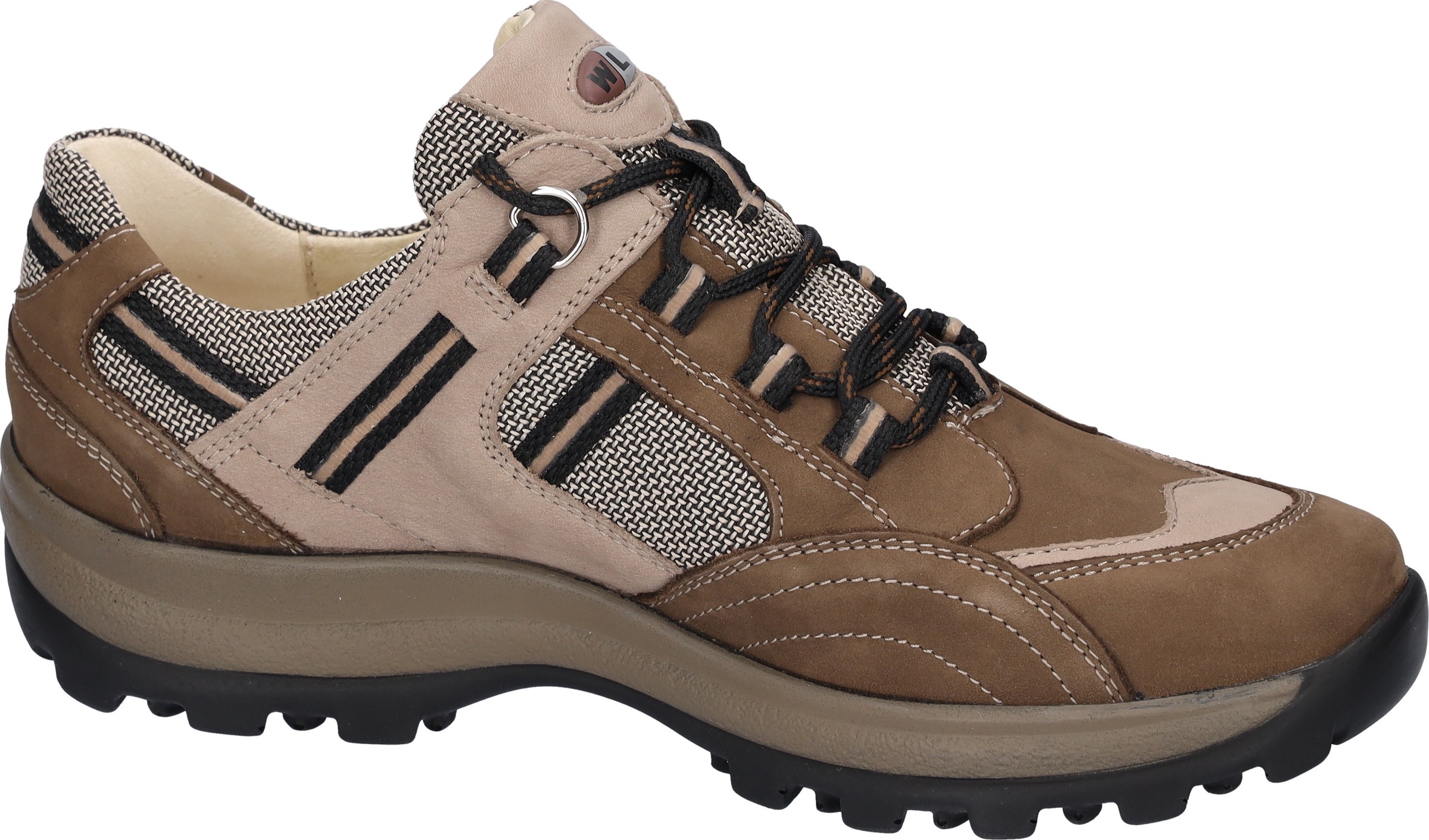 Schnürschuh WALDLÄUFER "HOLLY", Damen, Gr. 9 (43), braun (braun, beige), Nubukleder, Textil, Schuhe Schnürschuh, Bequemschuh, Halbschuh, Outdoorschuh in Trekking-Optik, H-Weite 3