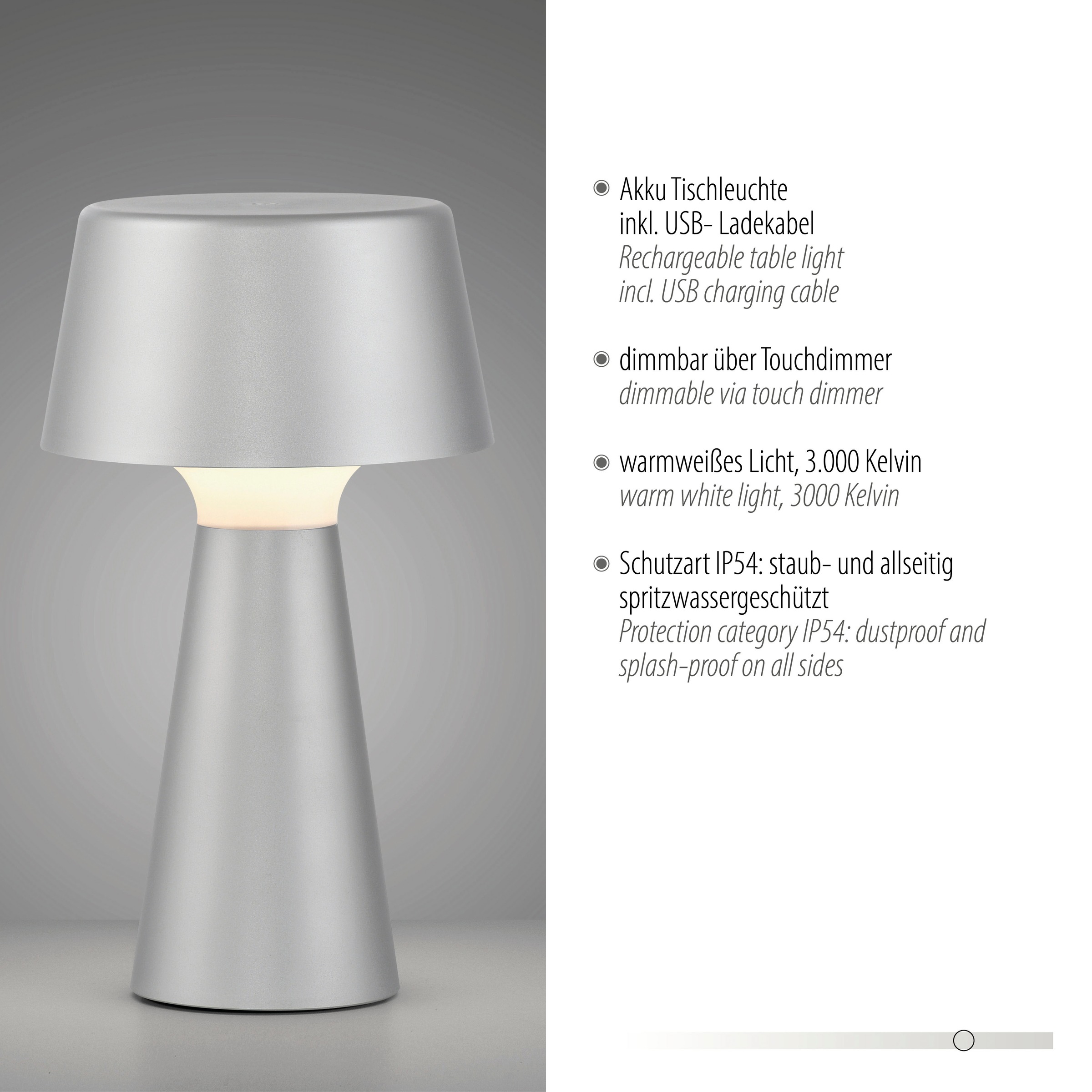 JUST LIGHT Tischleuchte »ABERA«, 1 flammig, Leuchtmittel LED-Modul | LED fest integriert, Akkuleuchte