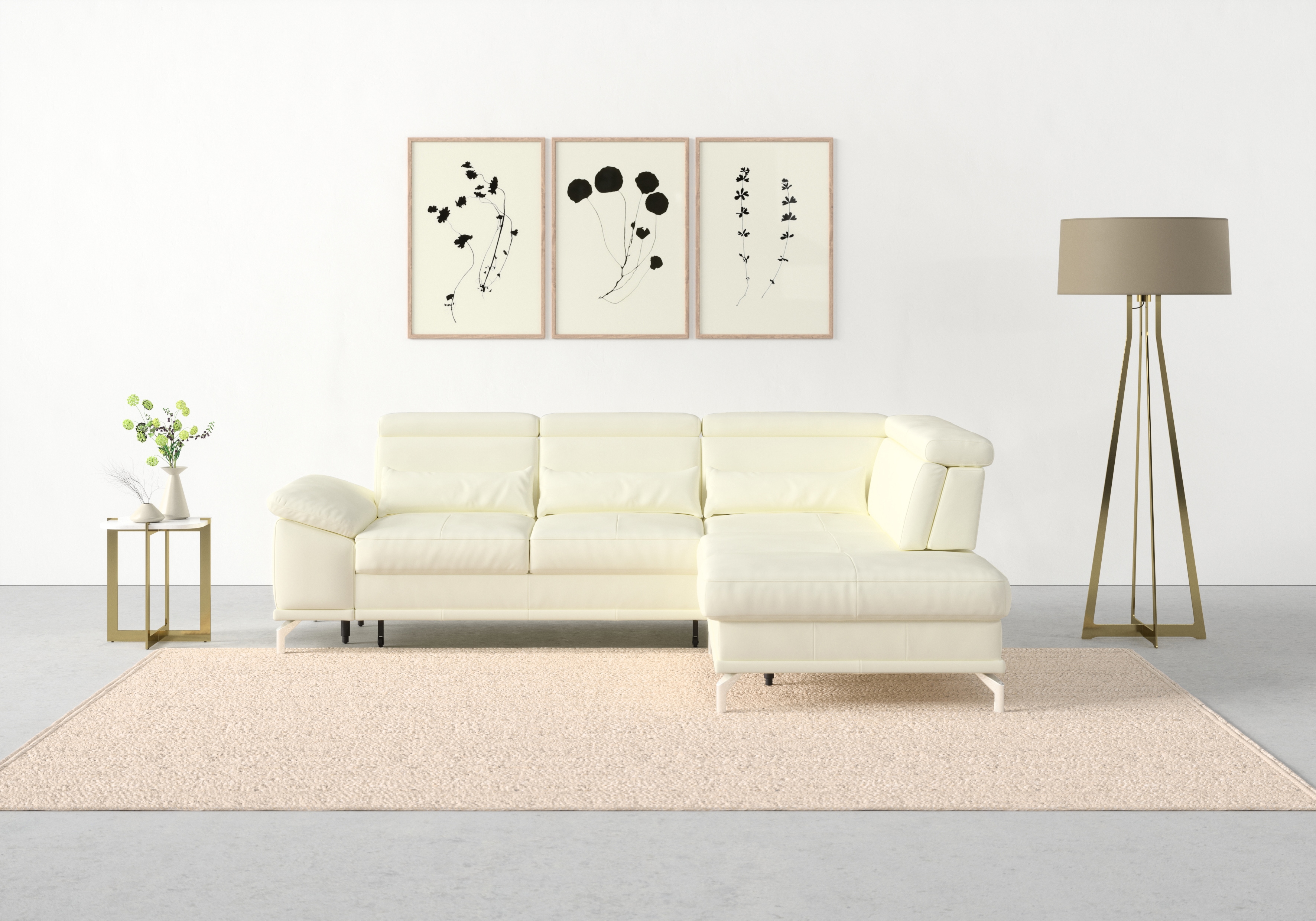 sit&more Ecksofa "Cabrio L-Form, B: 274 cm, mit Sitztiefen-, Arm- & Kopfteilverstellung" 3 Nierenkissen, Federkern, optional Schlaffunktion und Stauraum