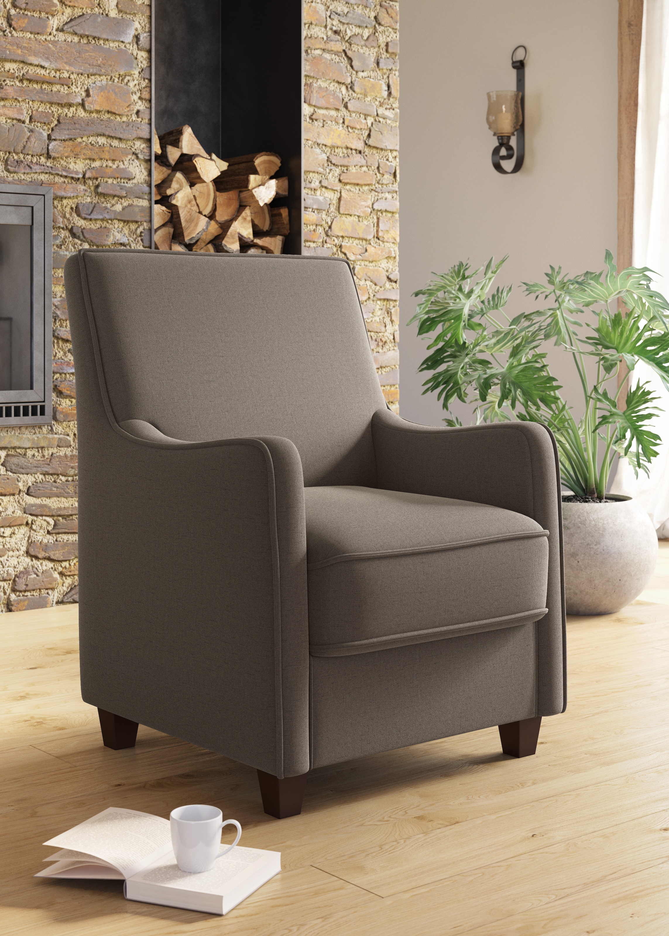 Home affaire Sessel "County" 1 Stk. tlg. mit englischer Naht und Federkern- günstig online kaufen