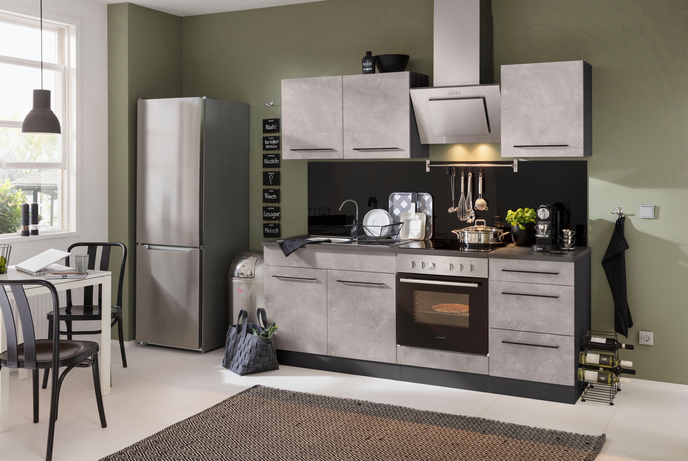 KOCHSTATION Spülenschrank »KS-Tulsa«, 100 cm breit, 2 Türen, Metallgriff, MDF Front, inkl. Einbauspüle