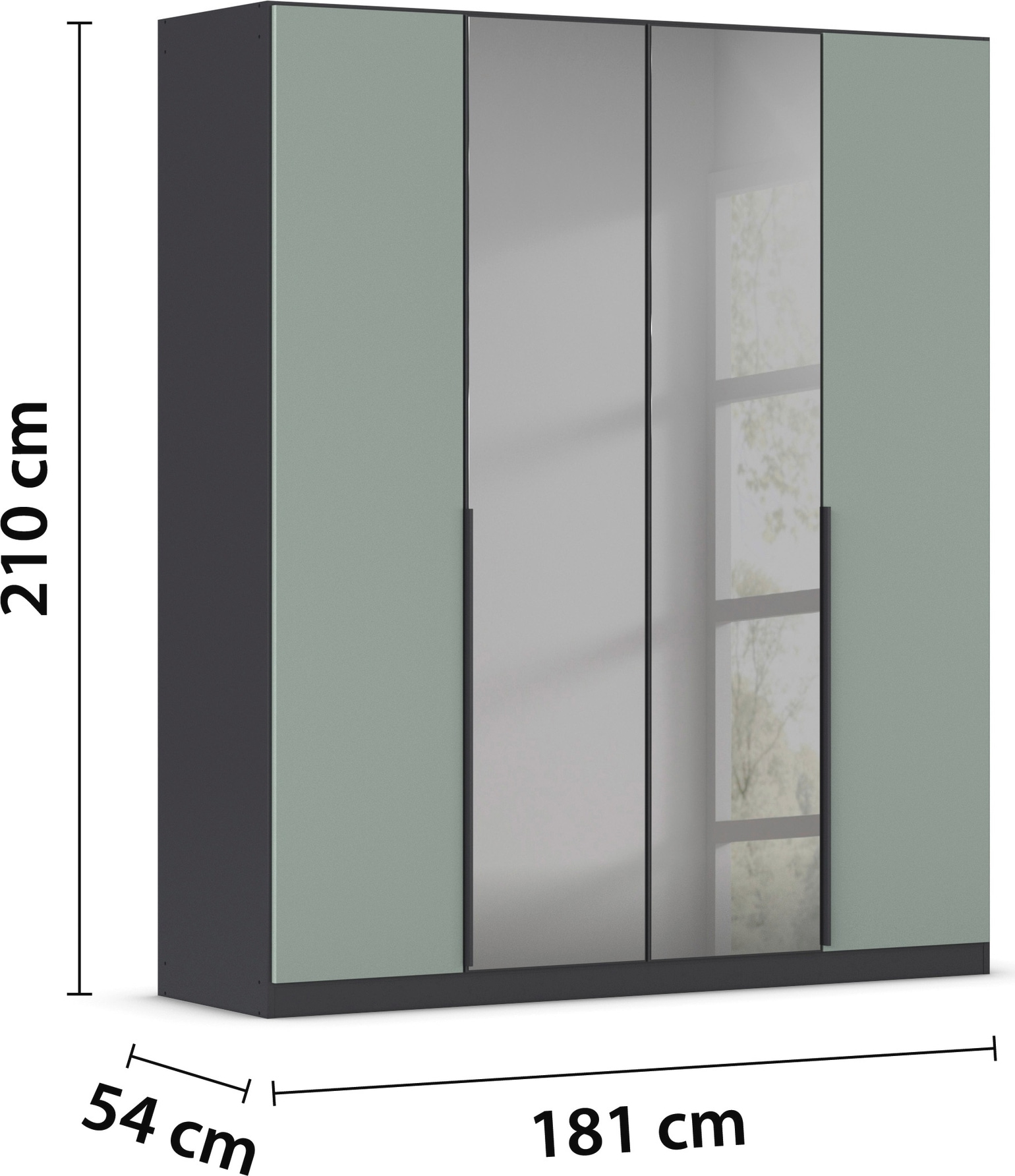 INOSIGN BY RAUCH Drehtürenschrank »Ferris Schrank Breite 2,10m BESTSELLER Schlafzimmerschrank«, Kleiderschrank mit Spiegel in den Ausführungen BASIC/CLASSIC/PREMIUM