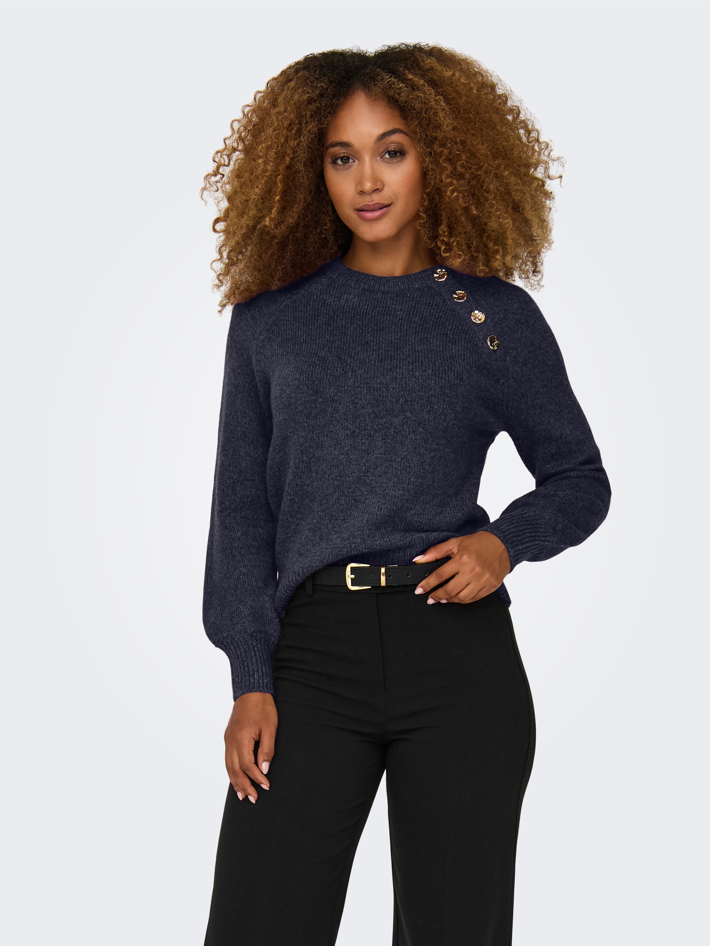 ONLY Rundhalspullover »ONLEMMA LS BUTTON ONECK EX KNT«