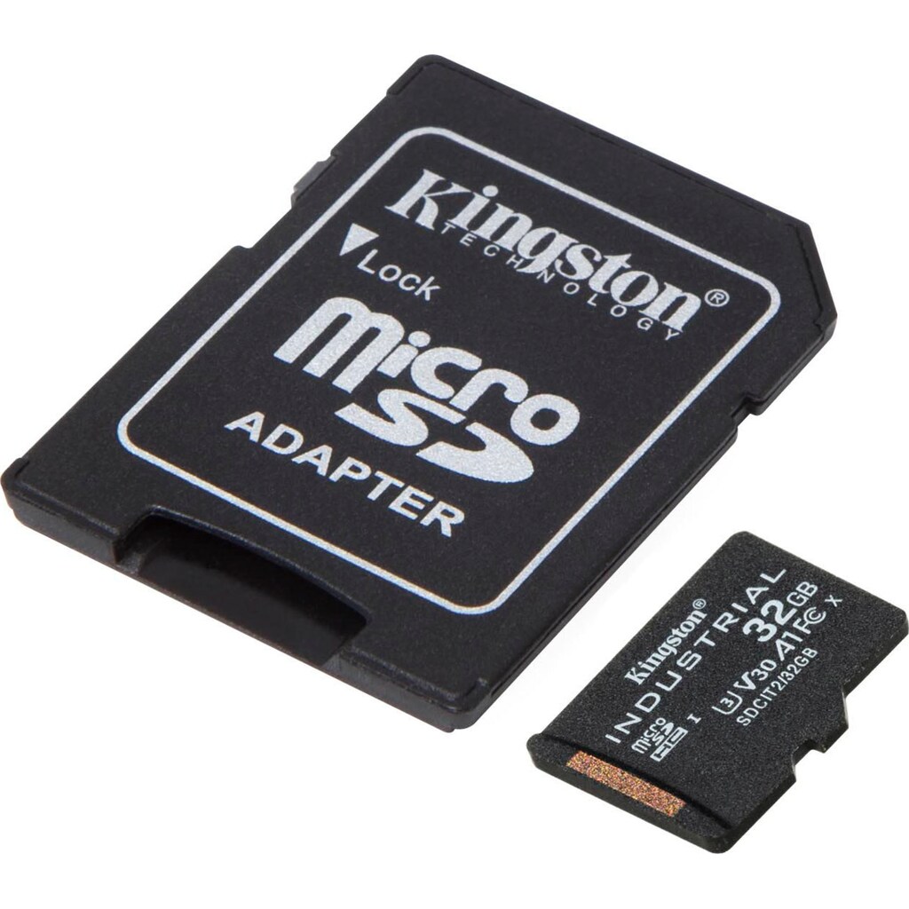 Kingston Speicherkarte »INDUSTRIAL microSD 32GB + SD Adapter«, (UHS-I Class 10 100 MB/s Lesegeschwindigkeit)