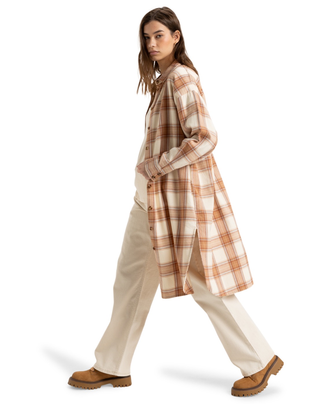 Roxy Aqua Waves Dress Parchment Paradise Plaid XS 3