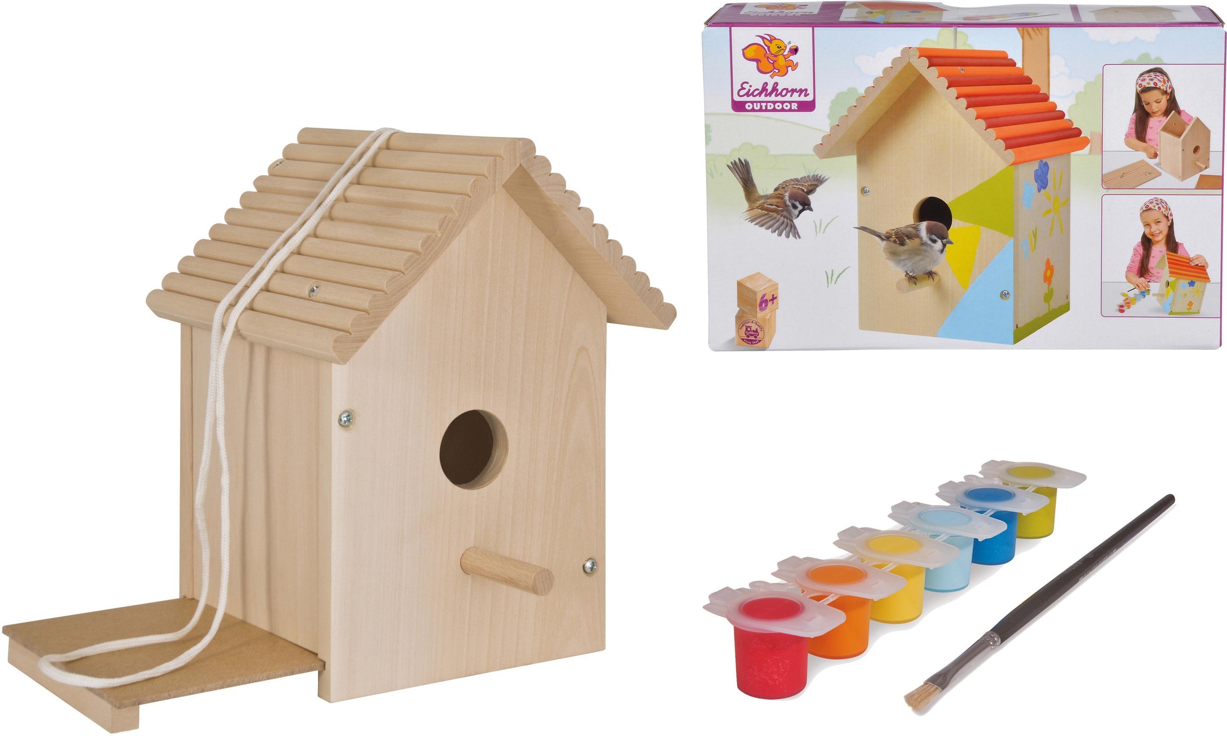 Eichhorn Kreativset »Outdoor Vogelhaus«, (Set), Zum Zusammenbauen und Bemalen; Made in Europe