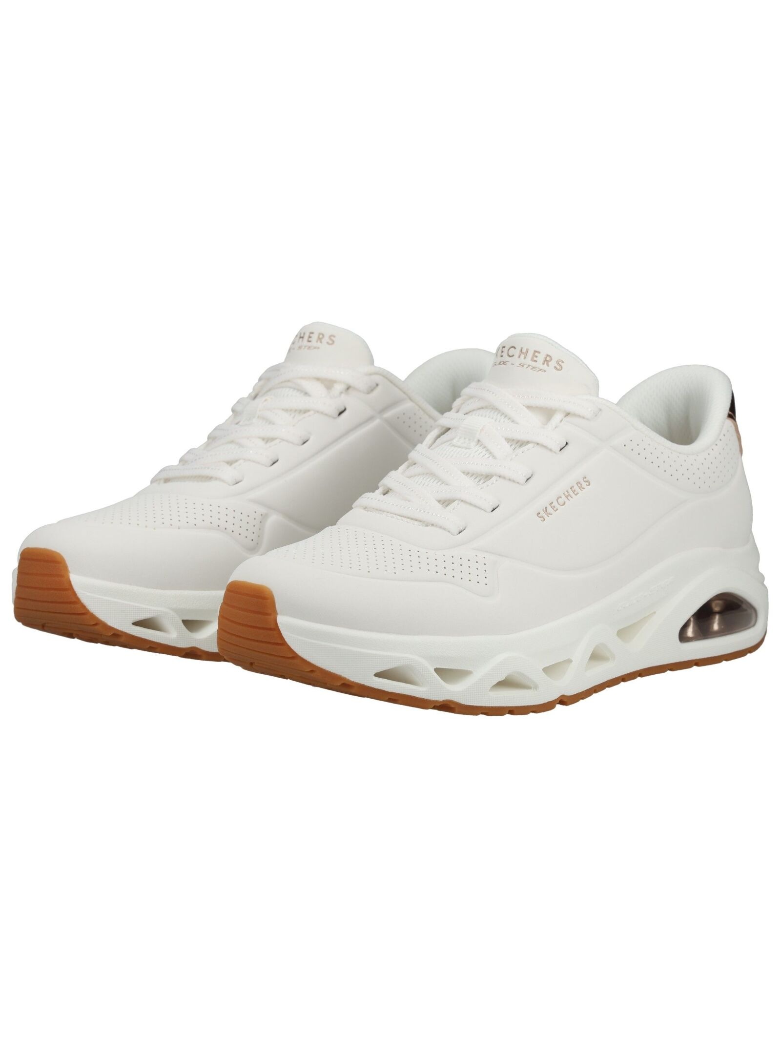 Skechers Baskets Uno Glide Step Glide On Air White Durabuck / Rose Gold Trim EU 38 Femme 3