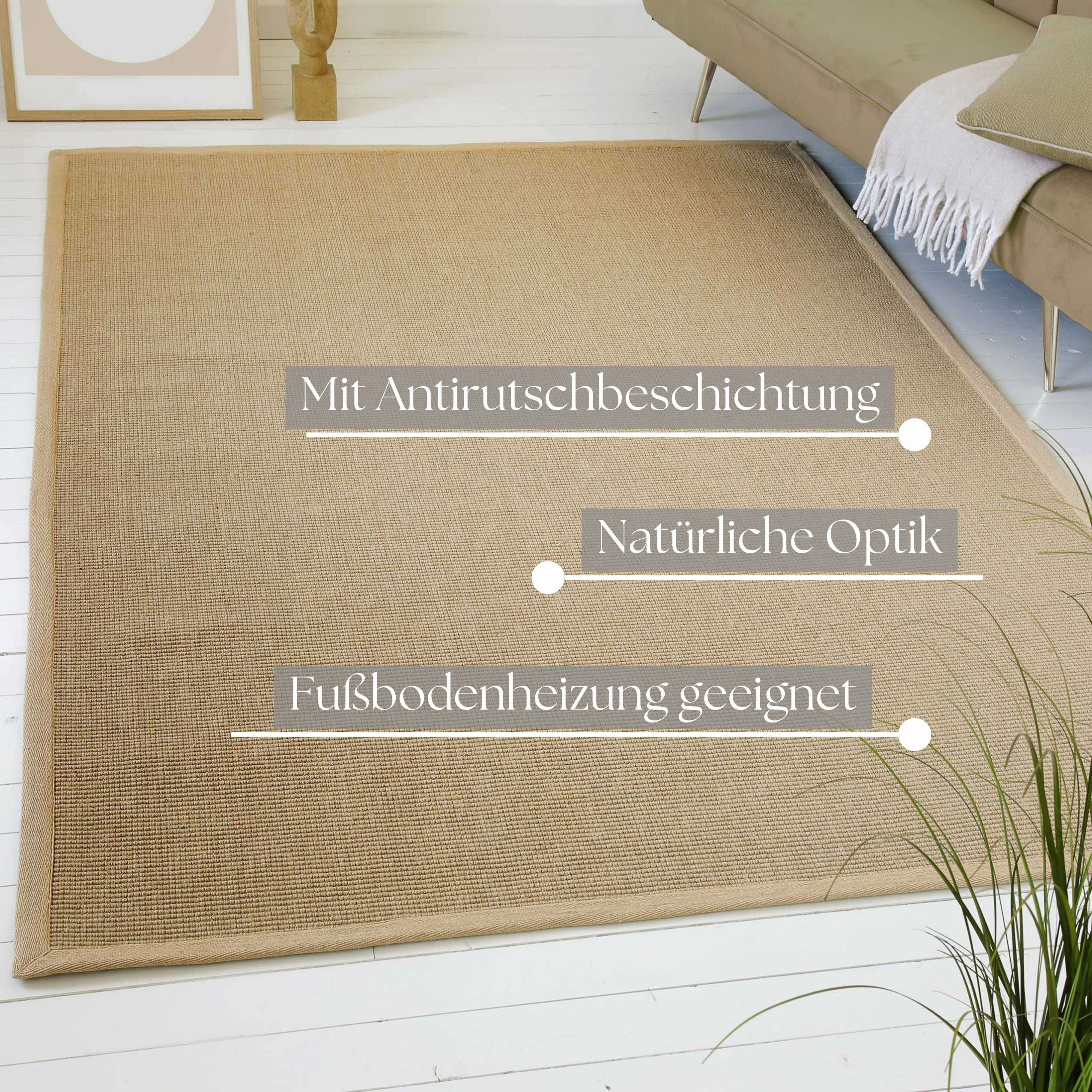 Thumbnail - my home Teppich "Liora, Juteteppich, auch als Läufer erhältlich", rechteckig, 5 mm Höhe, Flachgewebe, 100% Natur Jute, e...
