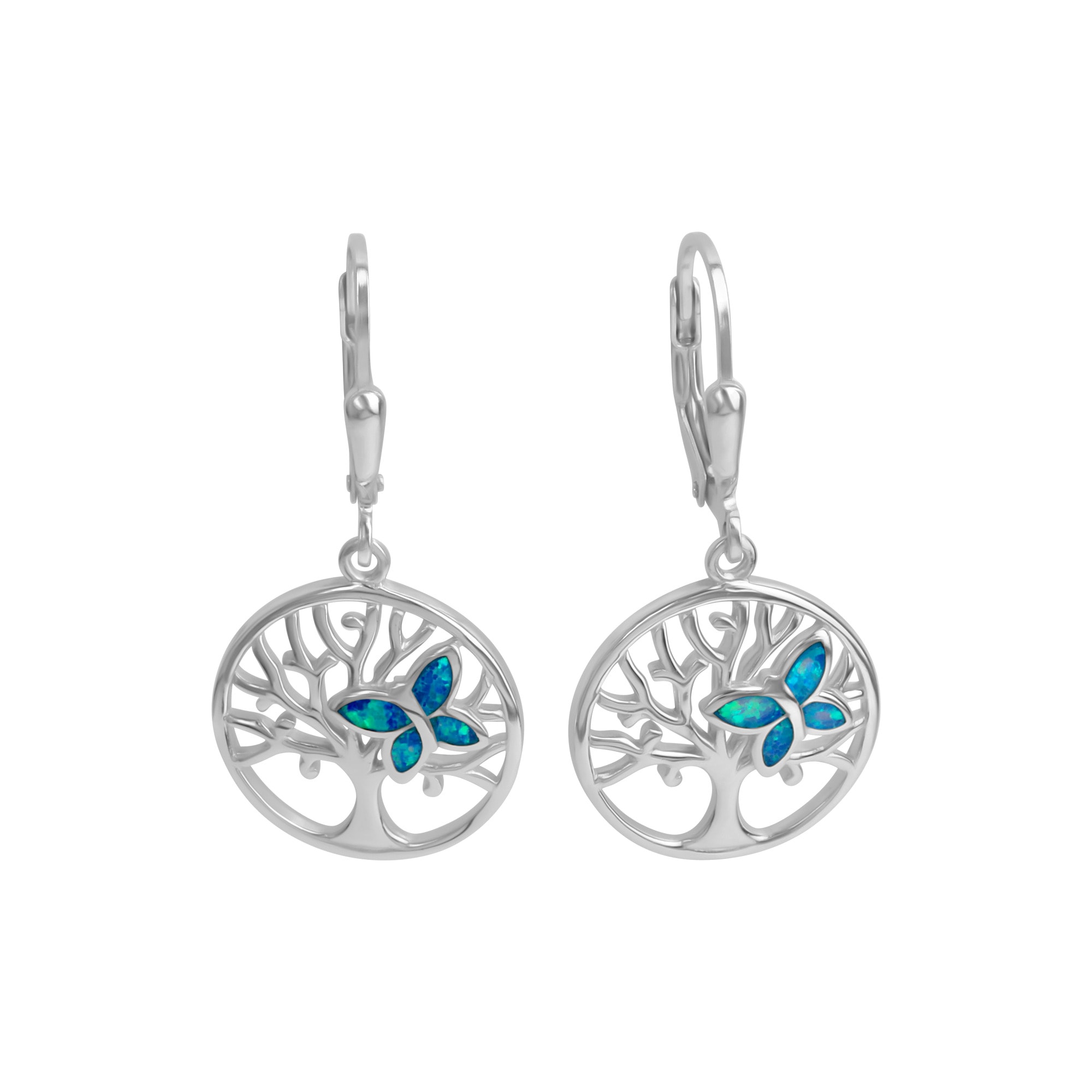 Paar Ohrhänger VIVANCE "925/- Sterling Silber rhodiniert synth. Opal blau", weiß (weiß, blau), Ohrringe, Damen, one-size, Silber 925 (Sterlingsilber)