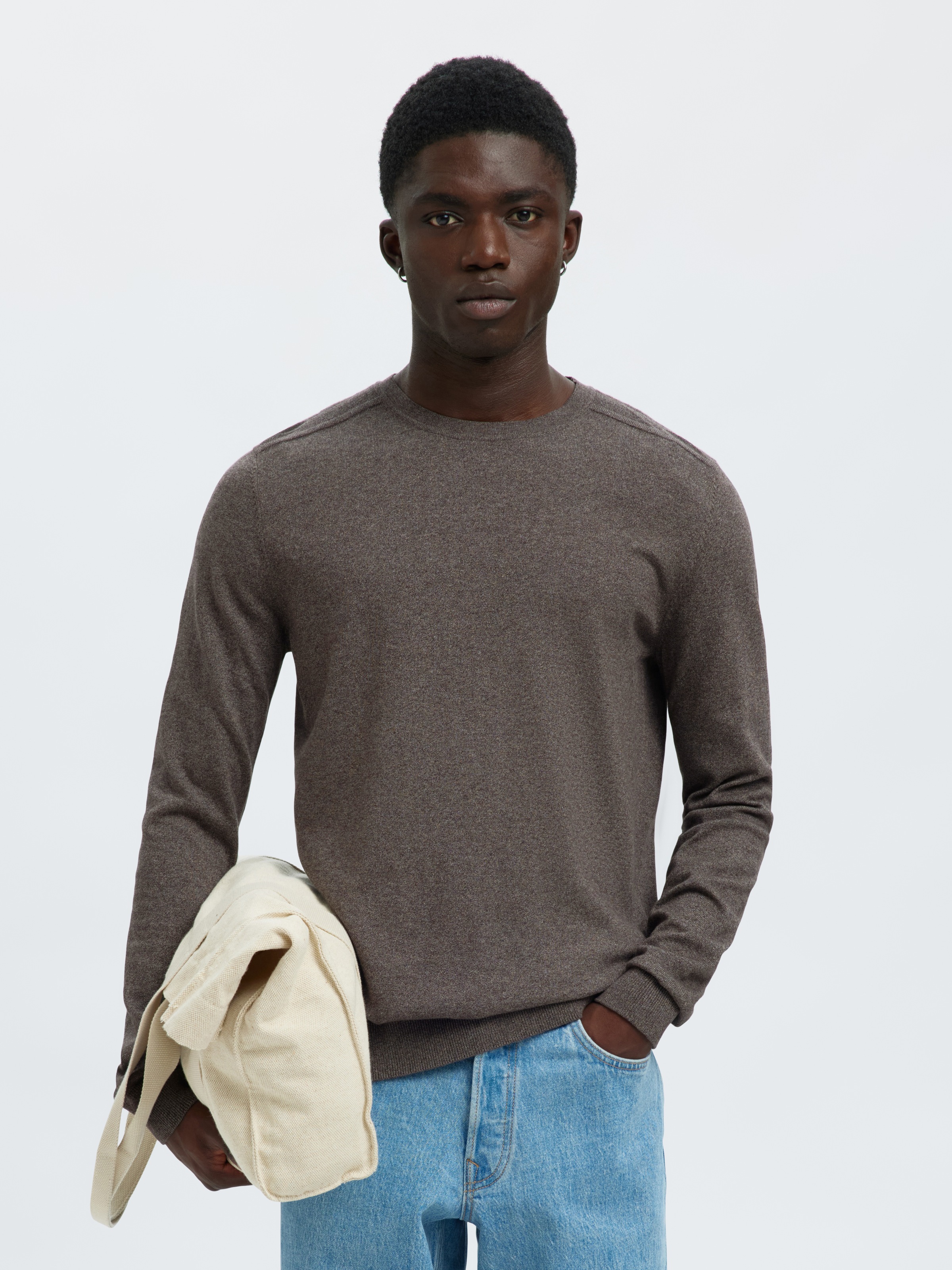 SELECTED Rundhalspullover "SLHBERG CREW NECK NOOS" Baumwolle, regular fit günstig online kaufen