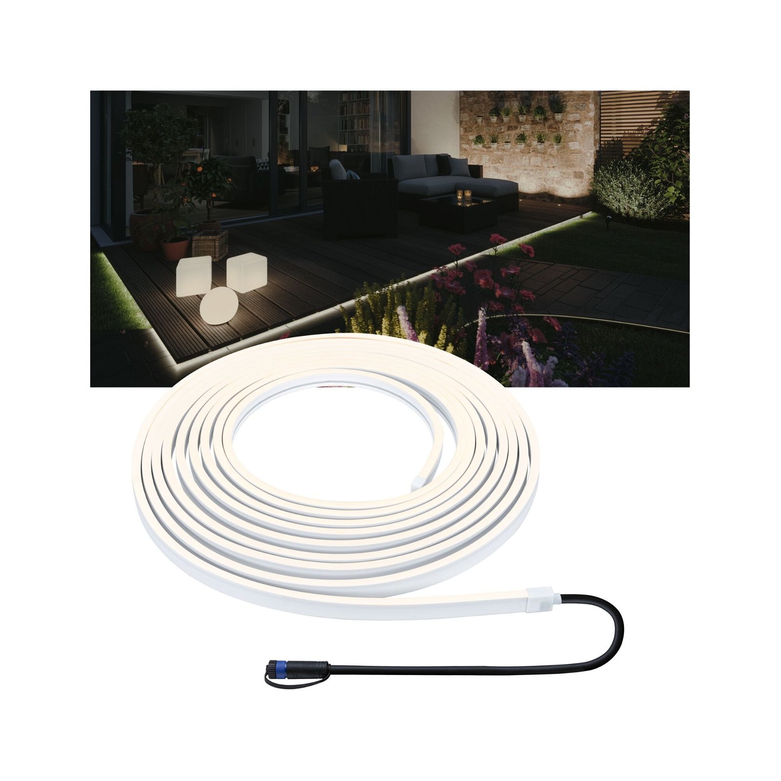 Paulmann LED Gartenstrahler "Plug & Shine Stripe Smooth Einzelstripe IP68 3000K 46W Weiß", 1 flammig