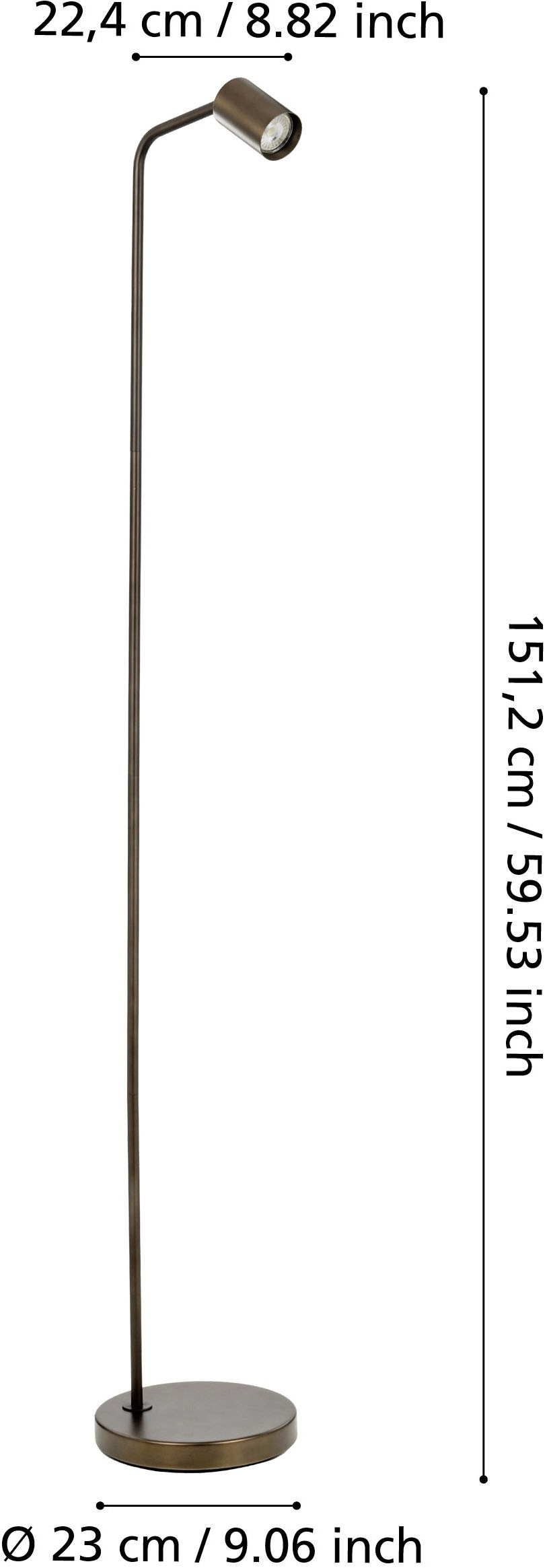 EGLO Stehlampe »RIGOMAGNO Stehlampe - Stahl - GU10 - 1X5W - IP20« GU10 1 Stk. Standleuchte, Leselampe, Wohzimmer, Schlafzimmer, L26,5 x B23 x H15cm