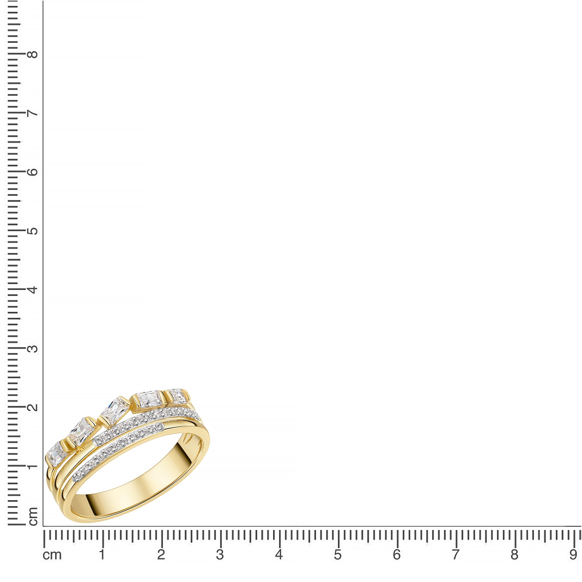 Firetti Fingerring »Schmuck Geschenk Gold 333 Damenring Ring mehrreihige Optik« mit Zirkonia (synth.)