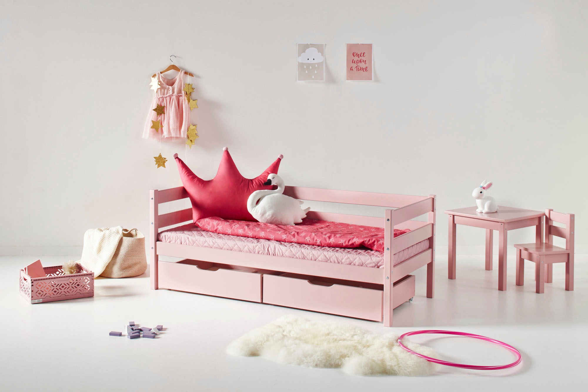 Hoppekids Einzelbett »ECO Comfort Kinderbett, Kiefer Massivholz, Jugendbett inkl. Rollrost«, 70x160 cm, wahlweise in verschieden Farben/ Matratze/ Absturzsicherung