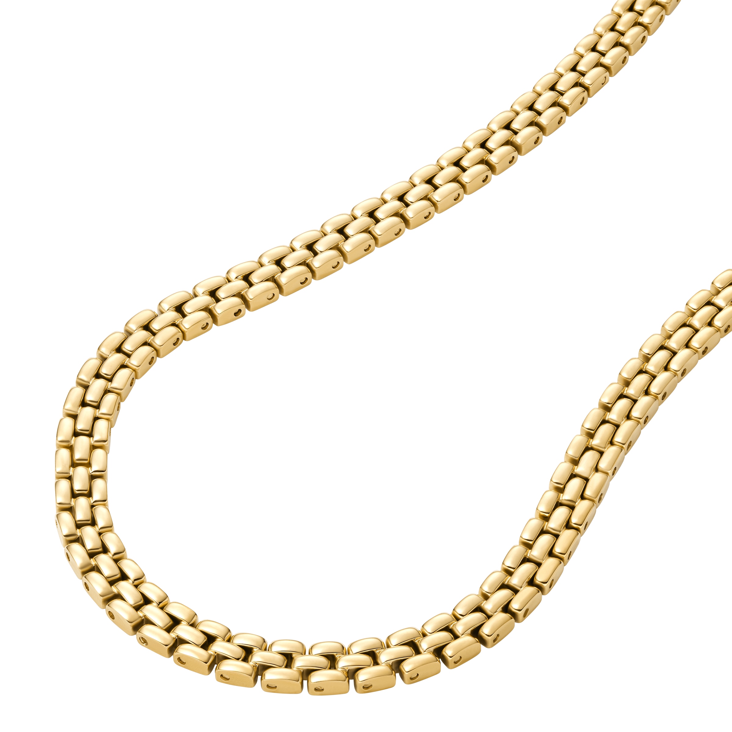 Gliederkette FOSSIL "Schmuck Geschenk Edelstahl ARDEN", gold (gelbgoldfarben), Halsketten, Damen, Edelstahl, L: 45,5 B: 6mm, Gliederkette, B:6mm 2