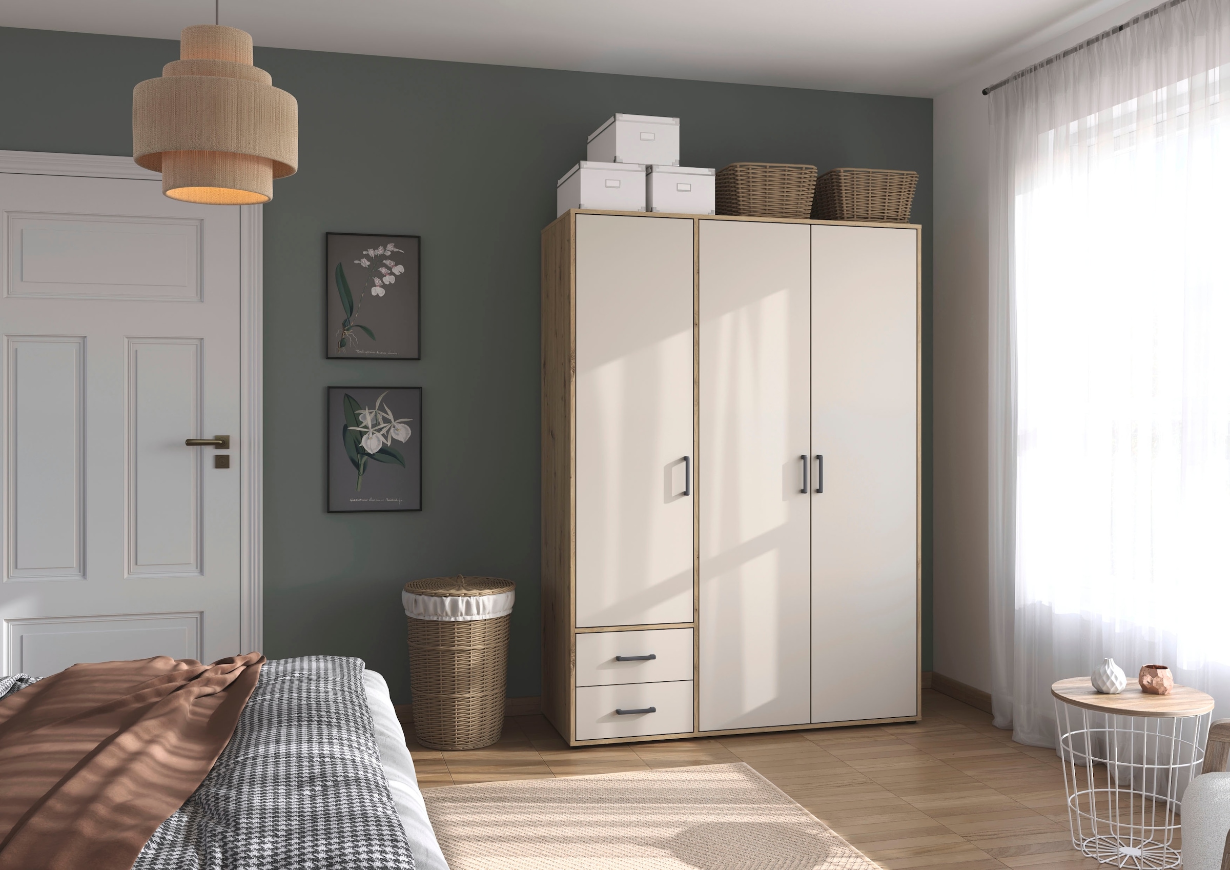 rauch Drehtürenschrank "Kleiderschrank Schrank Garderobe Wäscheschrank VOYAGER" in 3 verschiedenen Ausstattungen BASIC/CLASSIC/PREMIUM, mit 2 modernen Griffvarianten, mit Außenschubladen MADE IN GERMANY