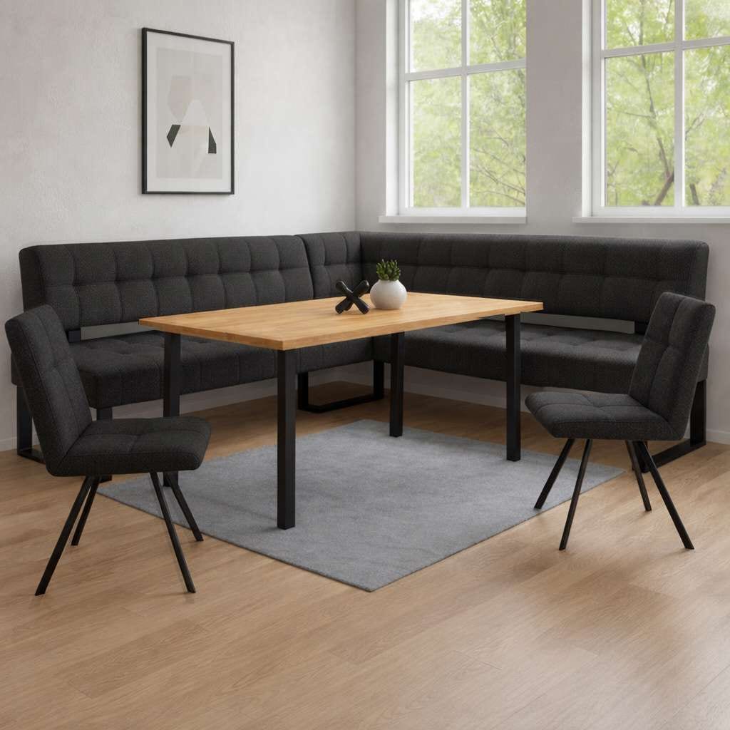 Home affaire Esszimmerstuhl »Mia Essstuhl, Wohnstuhl, Polsterstuhl, 4-Fußstuhl« (Set) 2 Stk.mit schwarz pulverbeschichteten Metallbeinen, gepolstert, modern