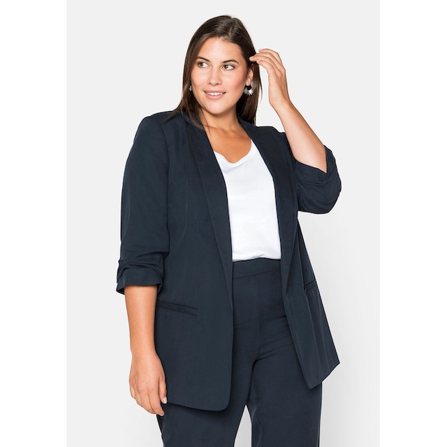 Sheego Longblazer »Große Größen«, mit Reverskragen aus TENCEL™ Lyocell  online kaufen | BAUR