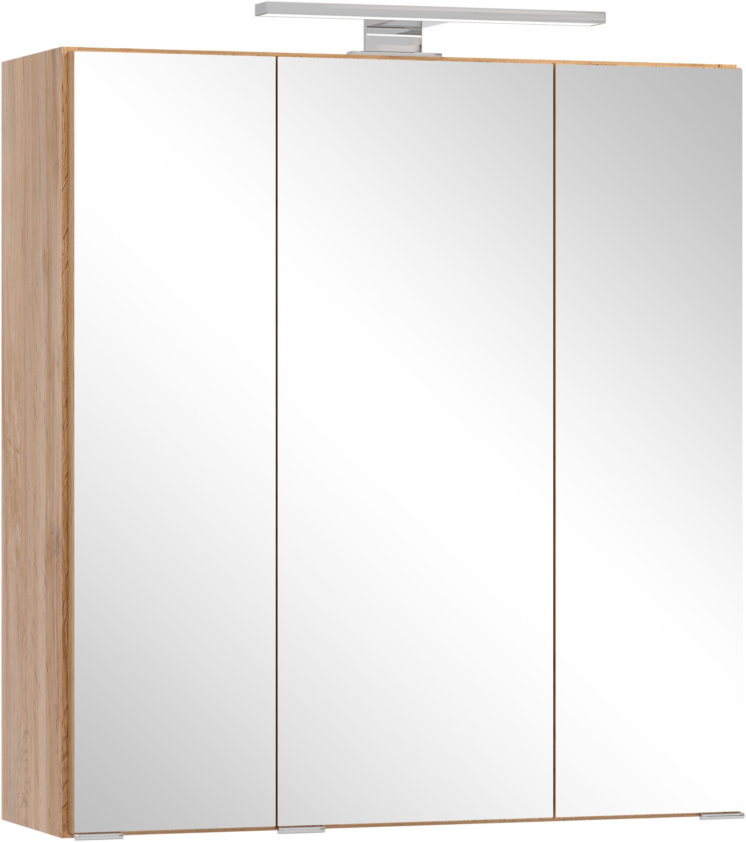 OTTO home Spiegelschrank "BOZEN, 3D-Spiegelschrank 60 cm" Inklusive LED-Aufbauleuchte, Steckdose und Schalter