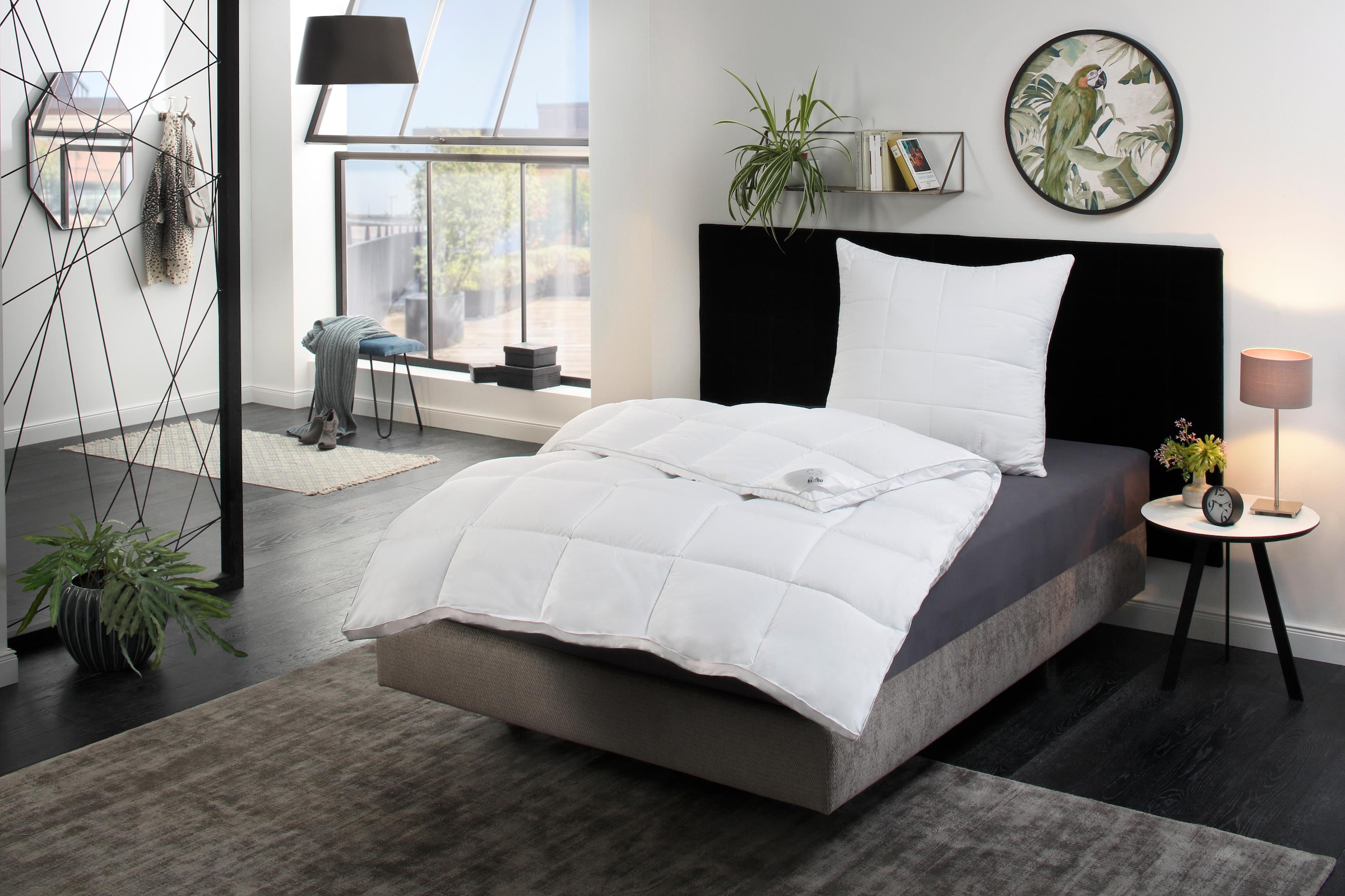 RIBECO Microfaserbettdecke + Kopfkissen "Isabel" Luxus Daunenfeeling mit na günstig online kaufen